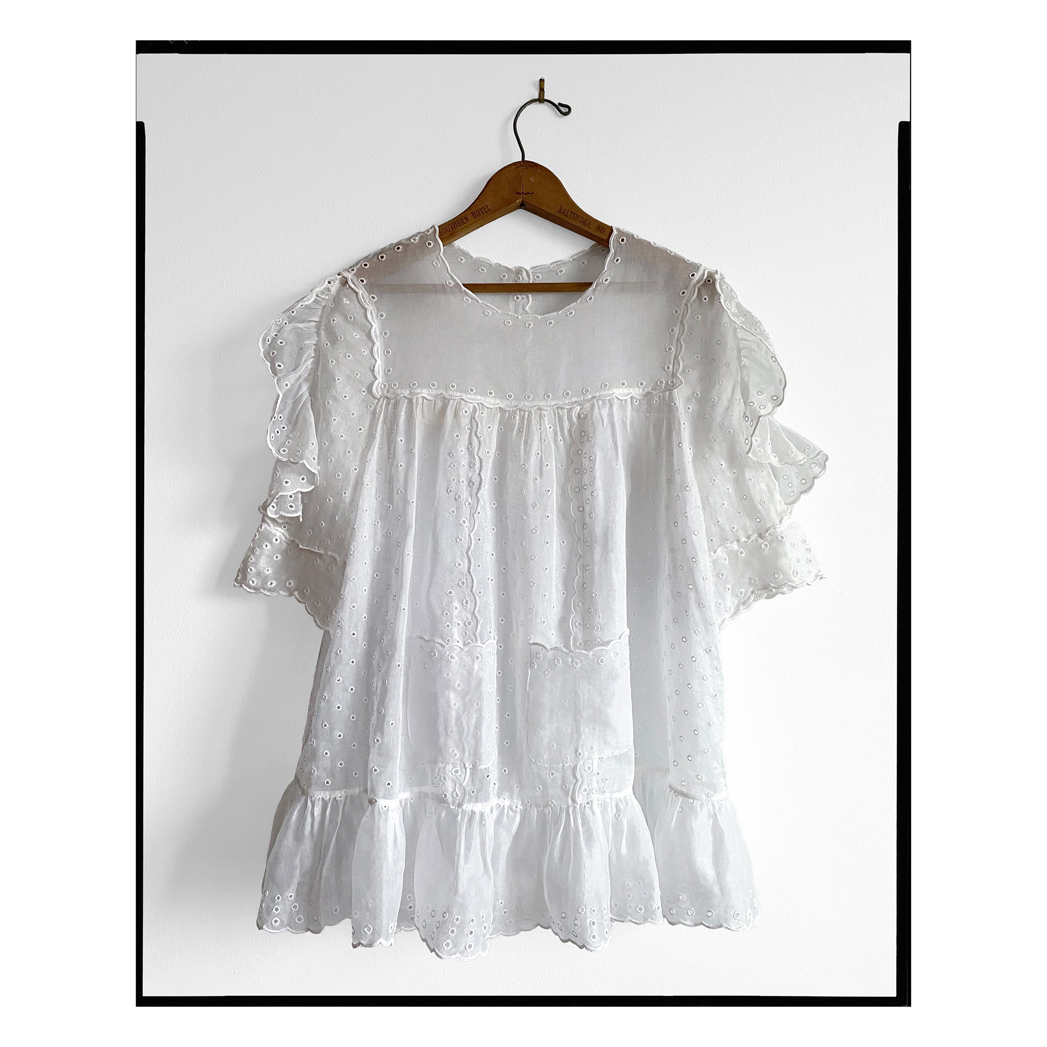 White San Gallo Organdy Trapeze Top