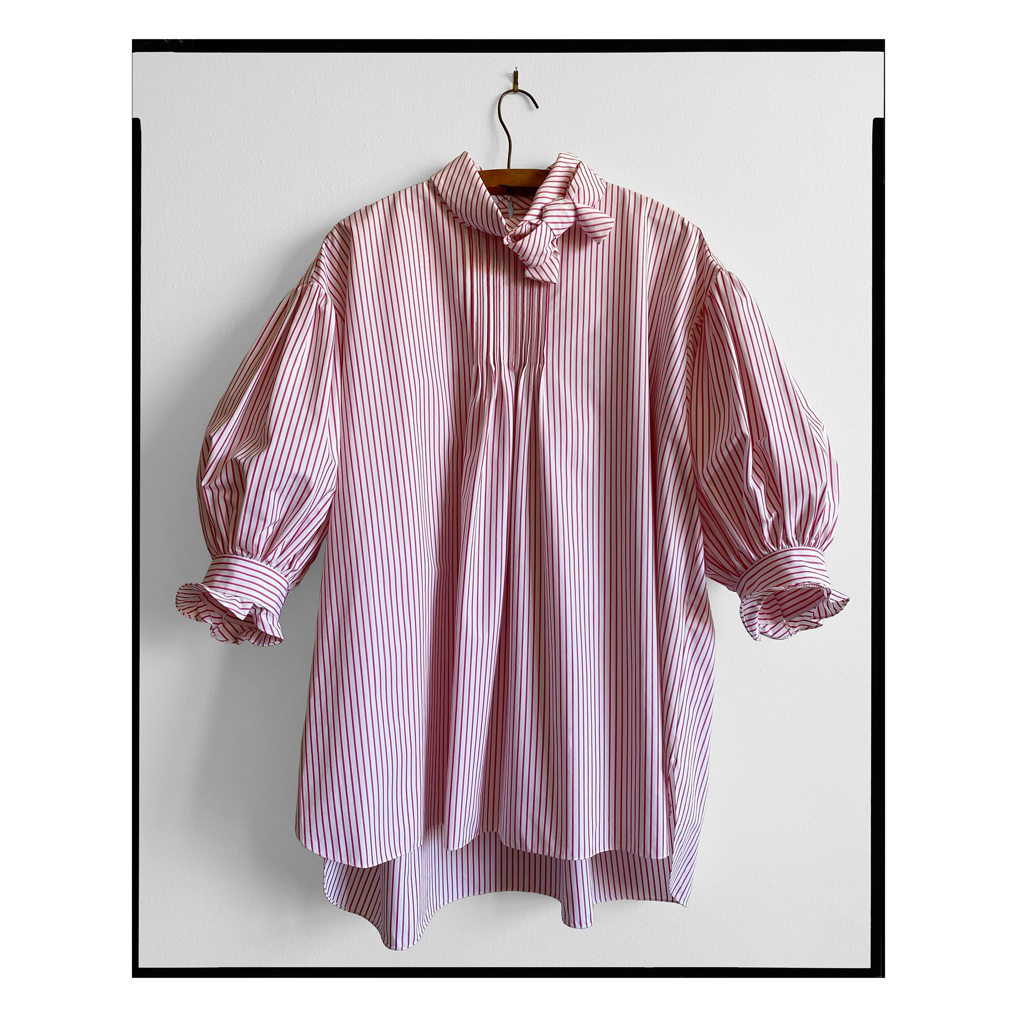 Pink & White Striped Poplin Bow Tunic