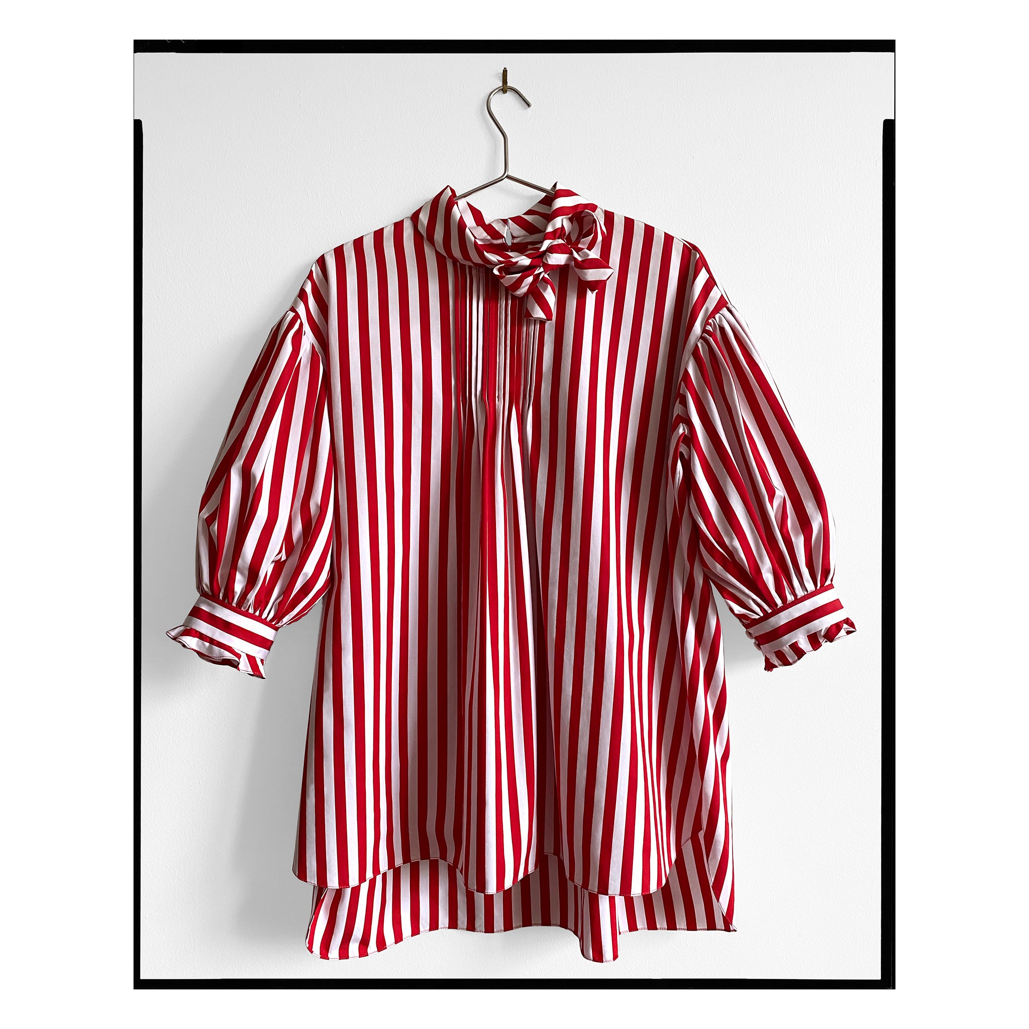 Red & White Striped Poplin Bow Tunic