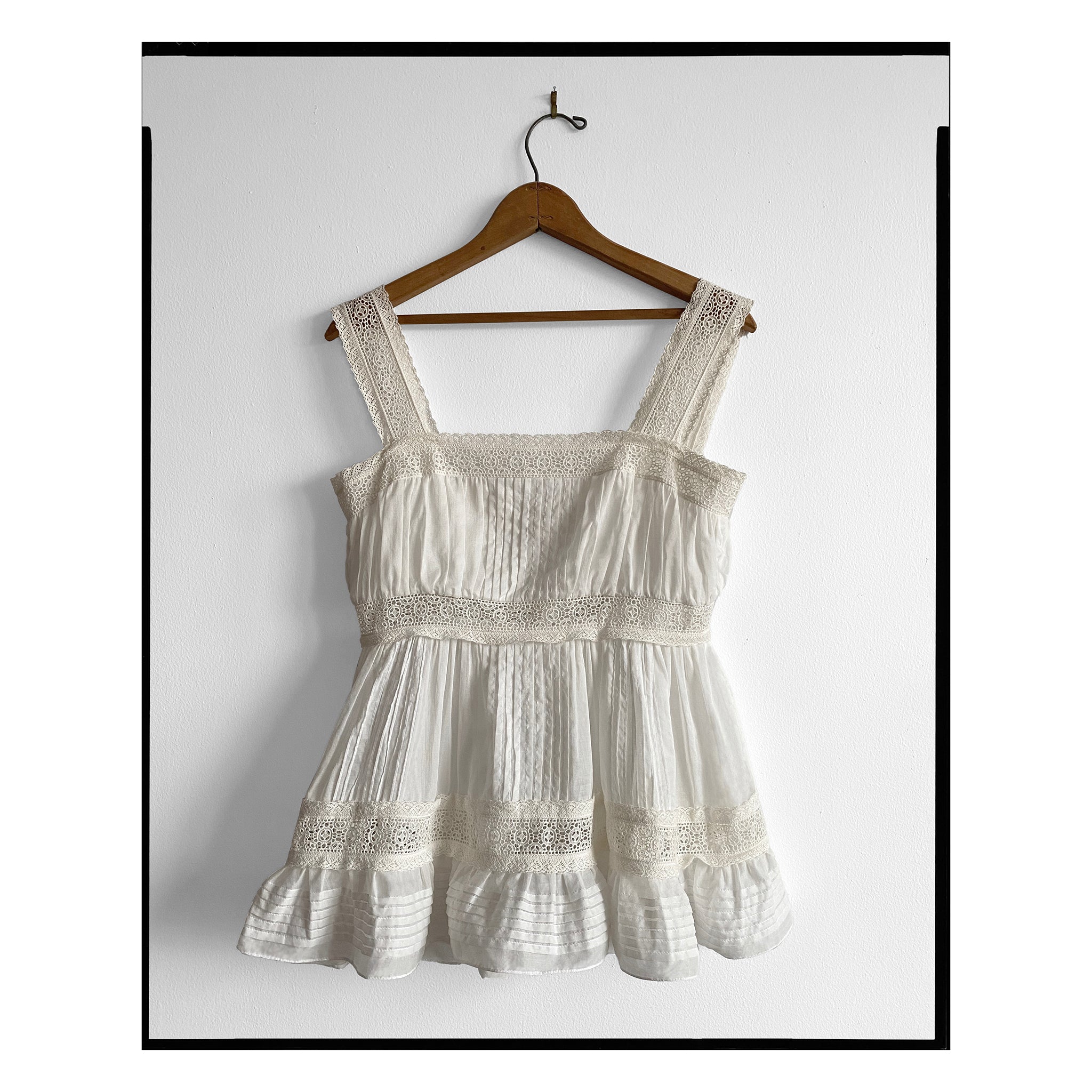 Ivory Broderie Anglaise Strappy Peplum Top