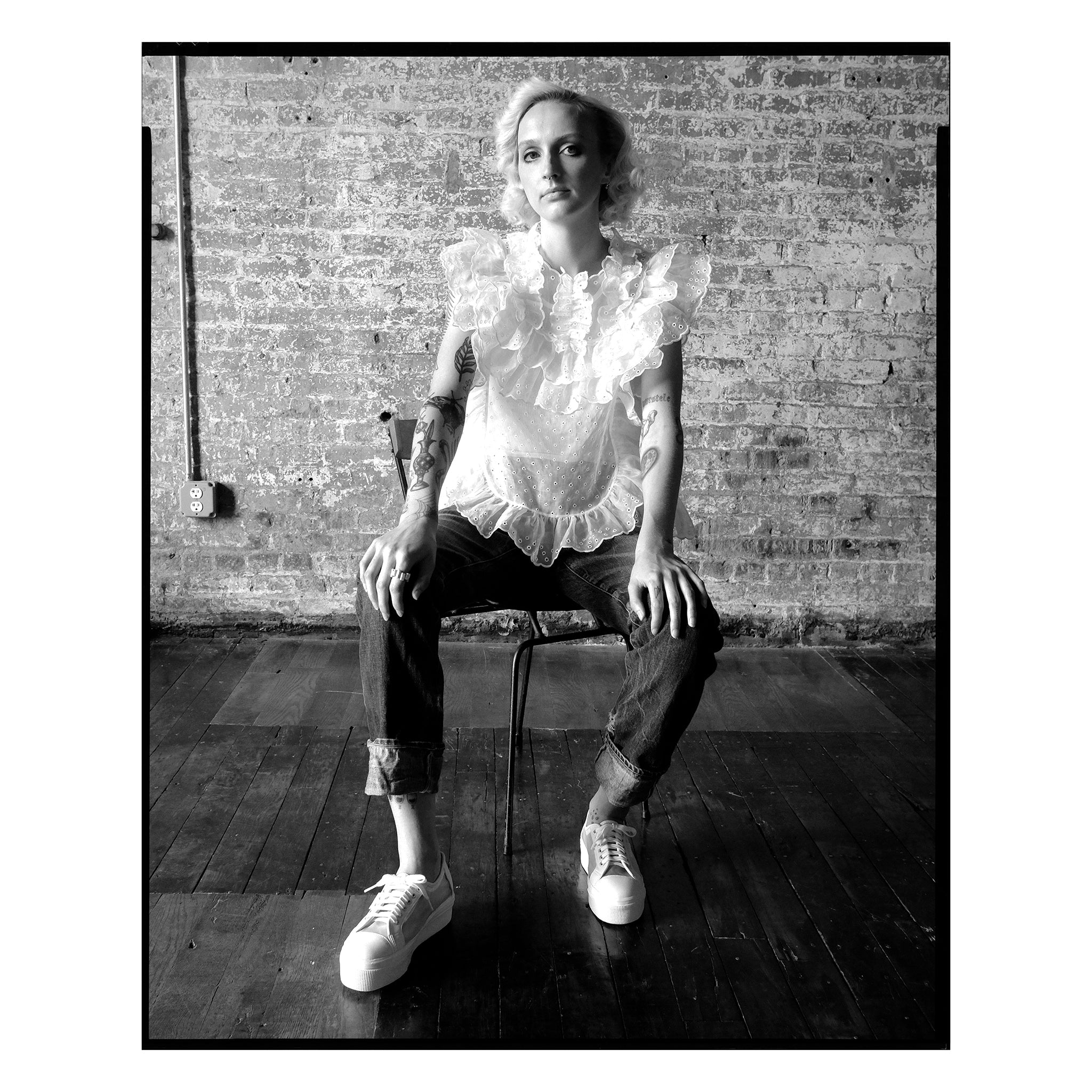 White San Gallo Organdy Ruffle Top