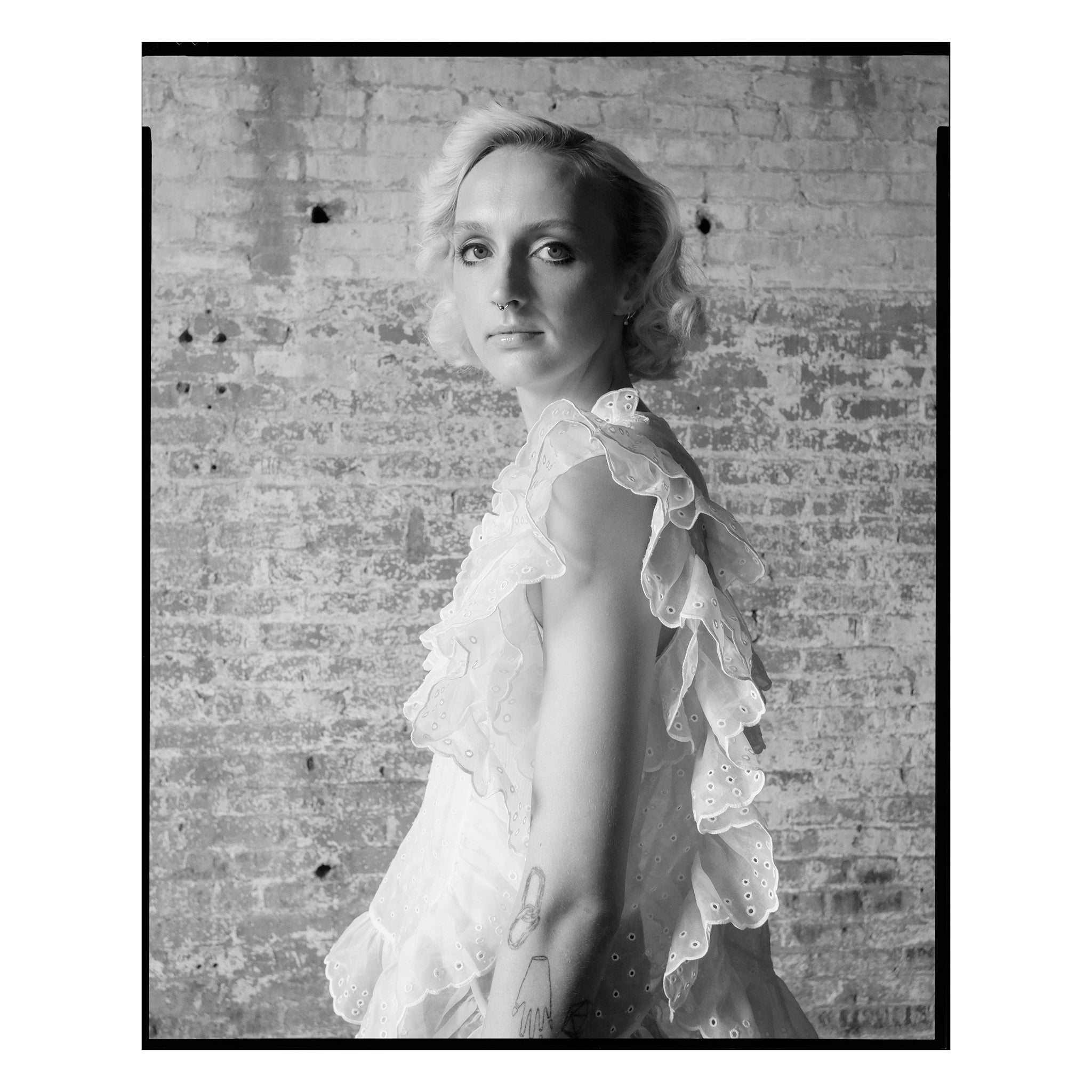 White San Gallo Organdy Ruffle Top