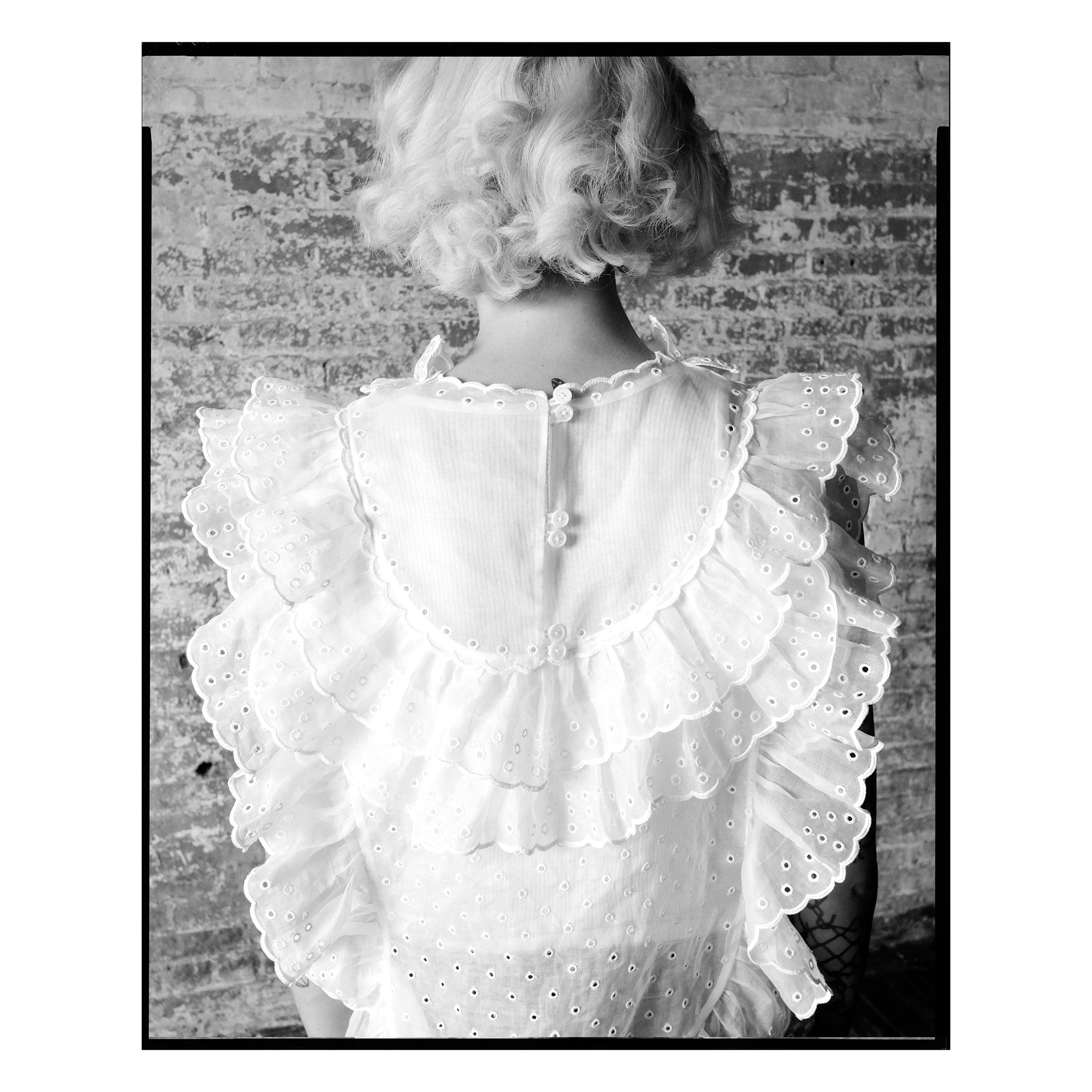 White San Gallo Organdy Ruffle Top