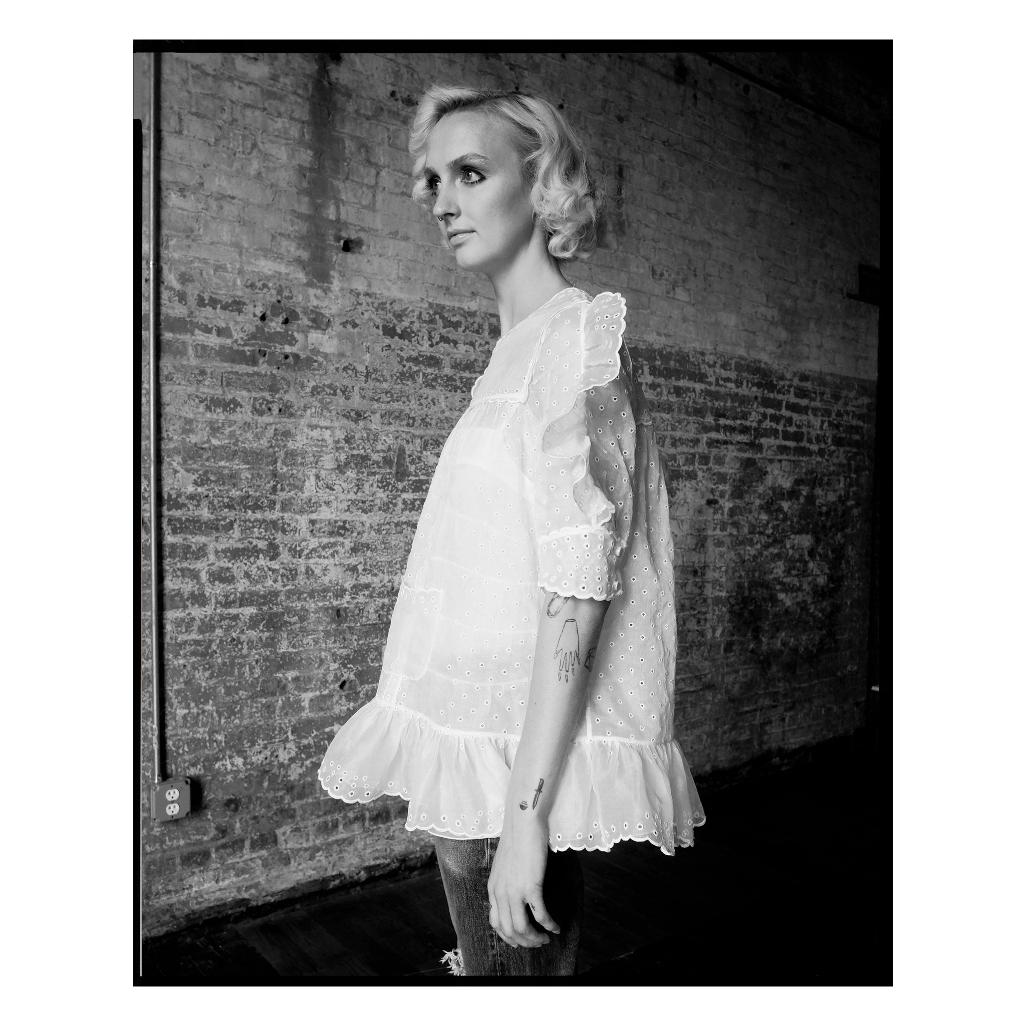 White San Gallo Organdy Trapeze Top