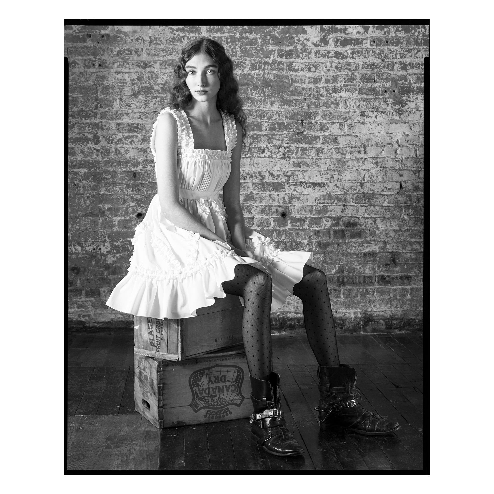 White Poplin Diamond Ruffle Sundress