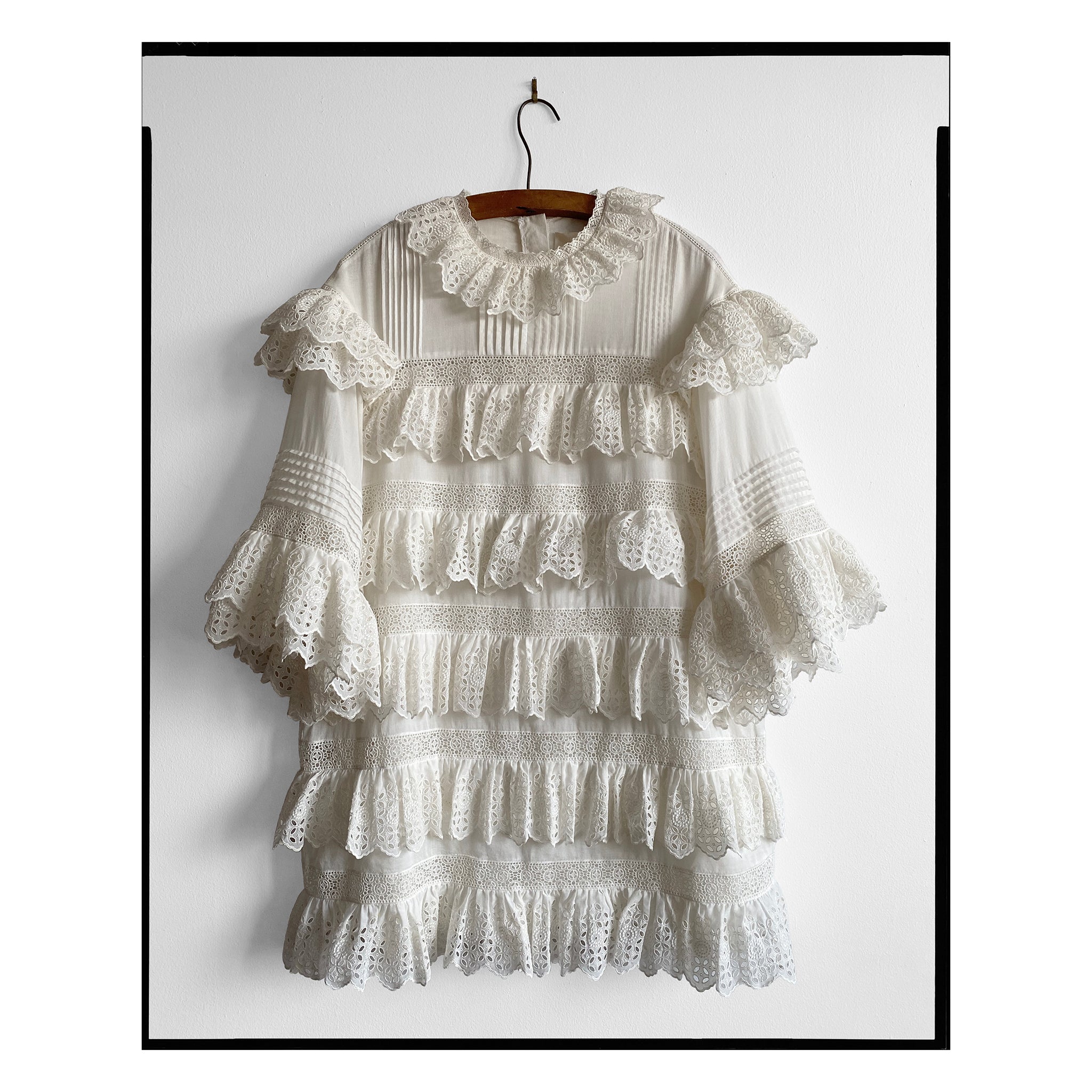 Ivory Broderie Anglaise Ruffled Shift Dress