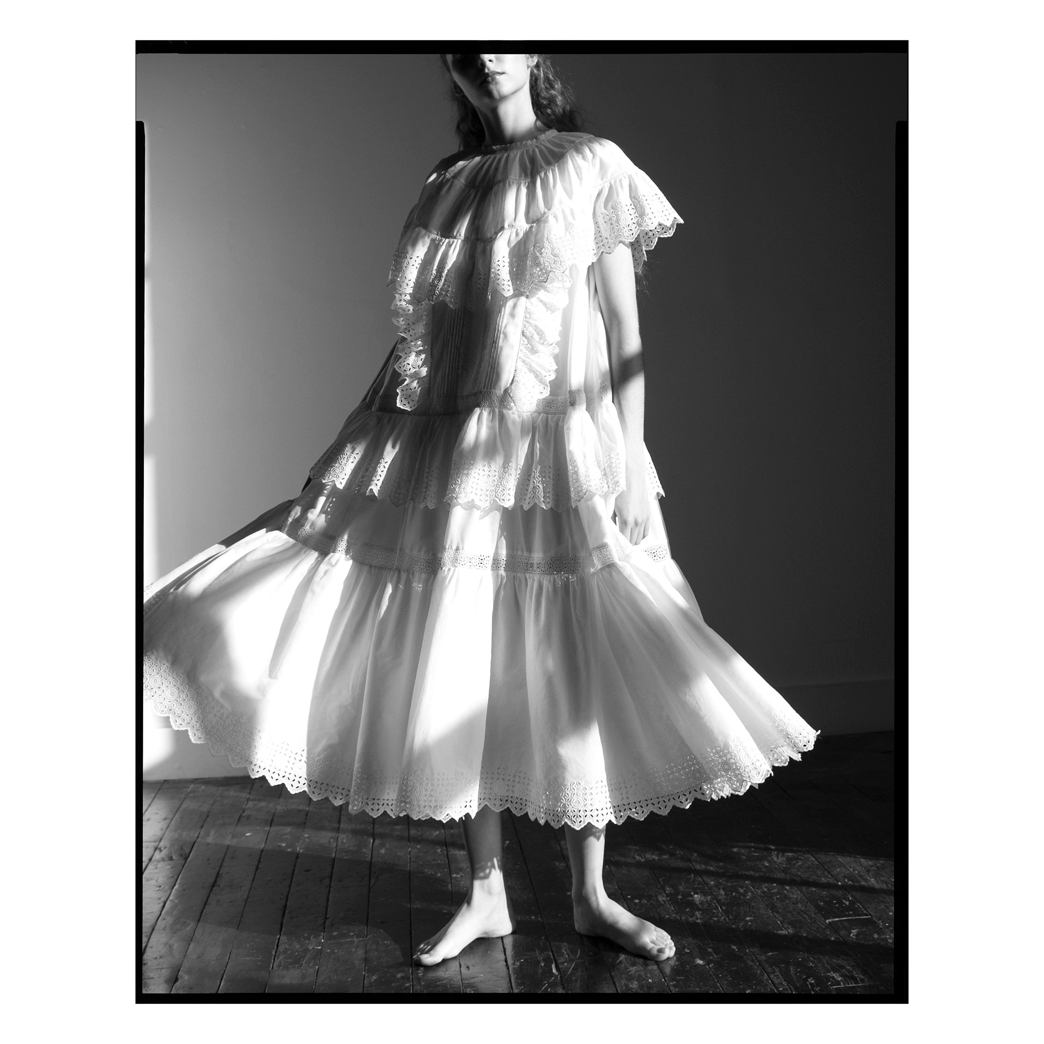 Ivory Broderie Anglaise Capelet Maxi Dress