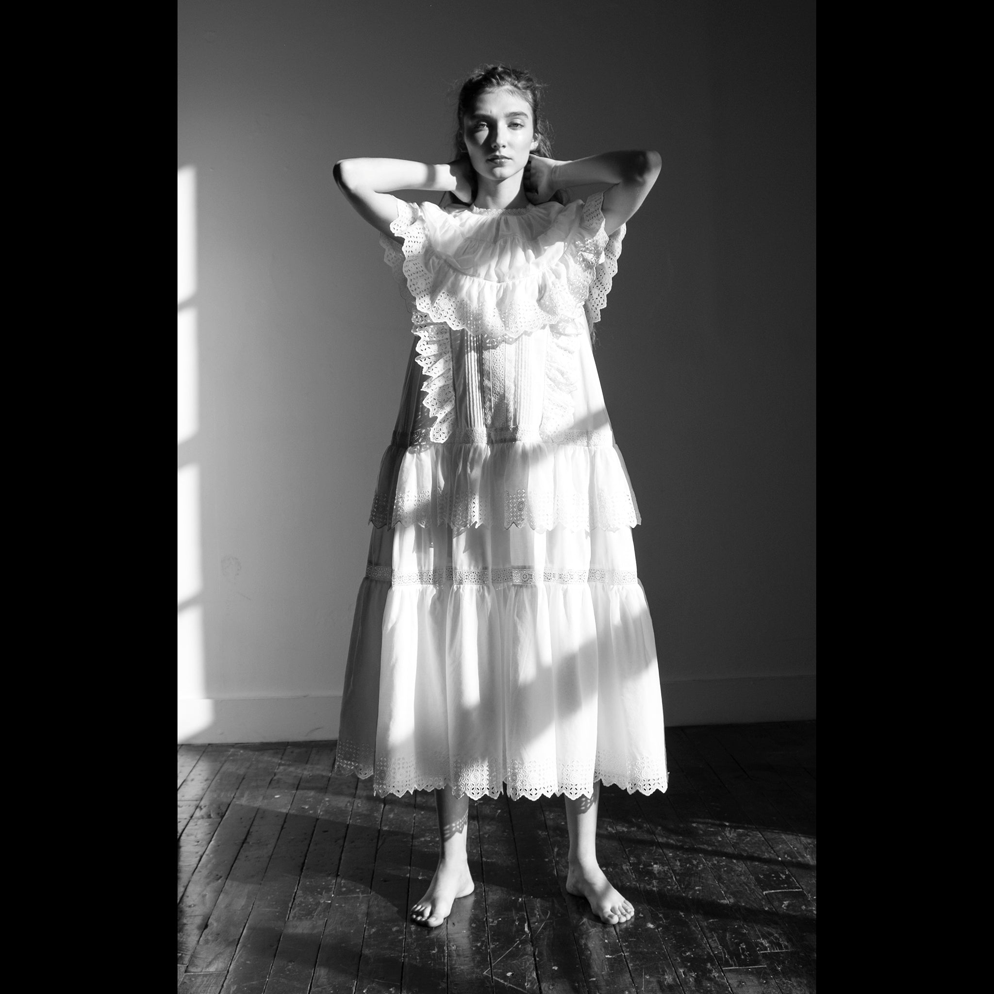 Ivory Broderie Anglaise Capelet Maxi Dress