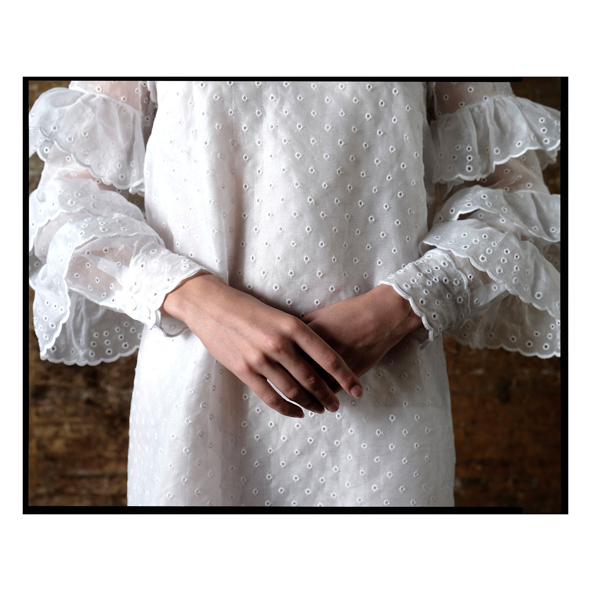 San Gallo Organdy Ruffle Sleeve Shift Dress