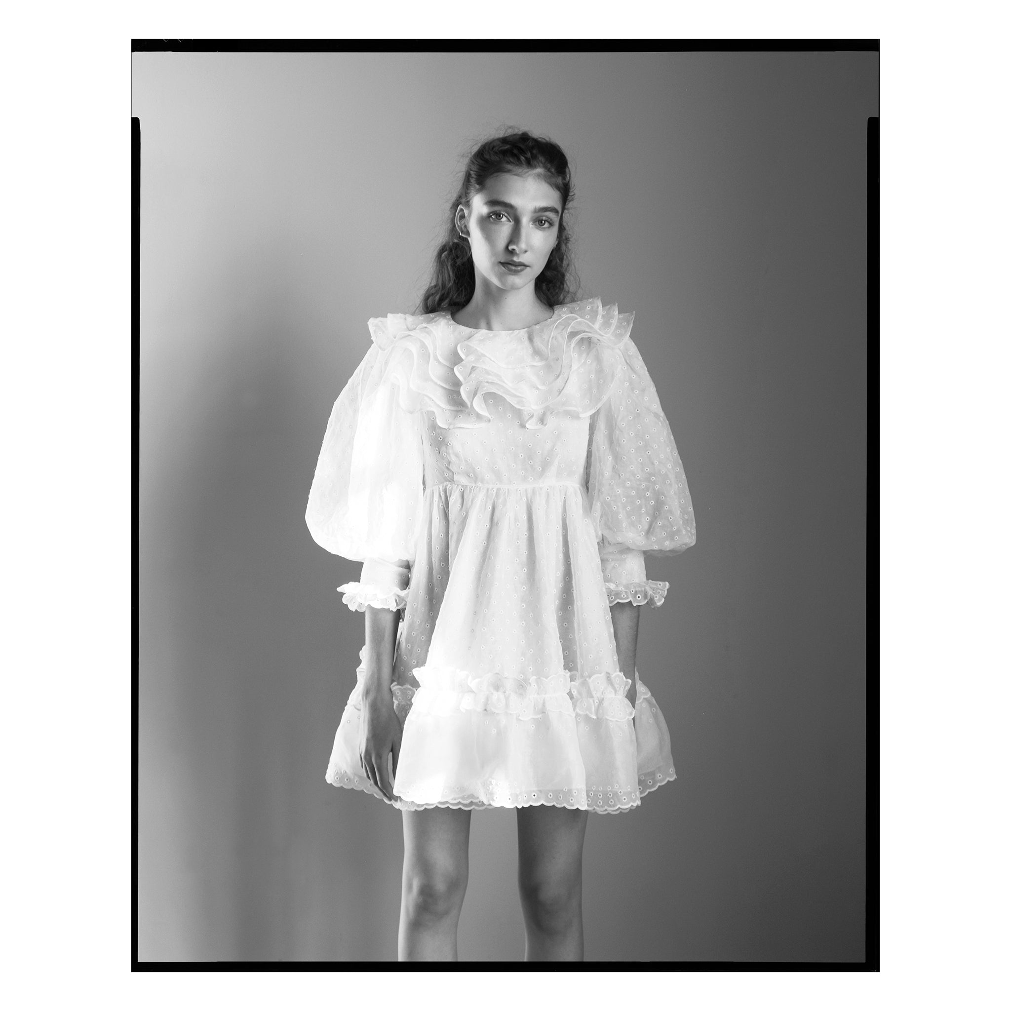 White San Gallo Organdy Babydoll Dress
