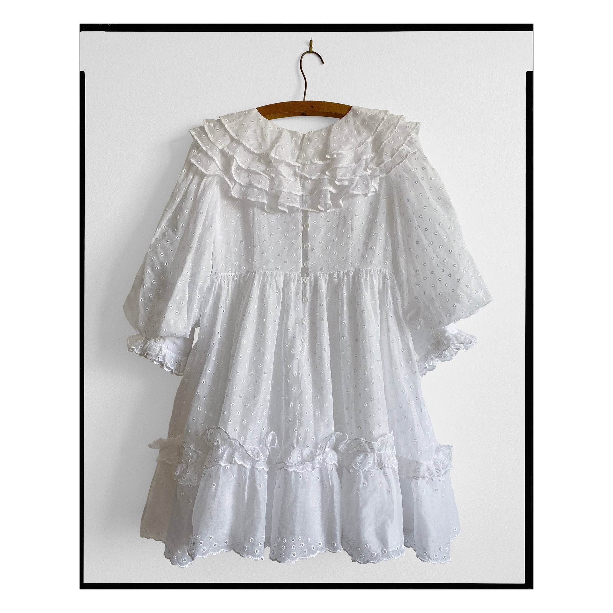 San Gallo Organdy Ruffle Neck Babydoll Dress