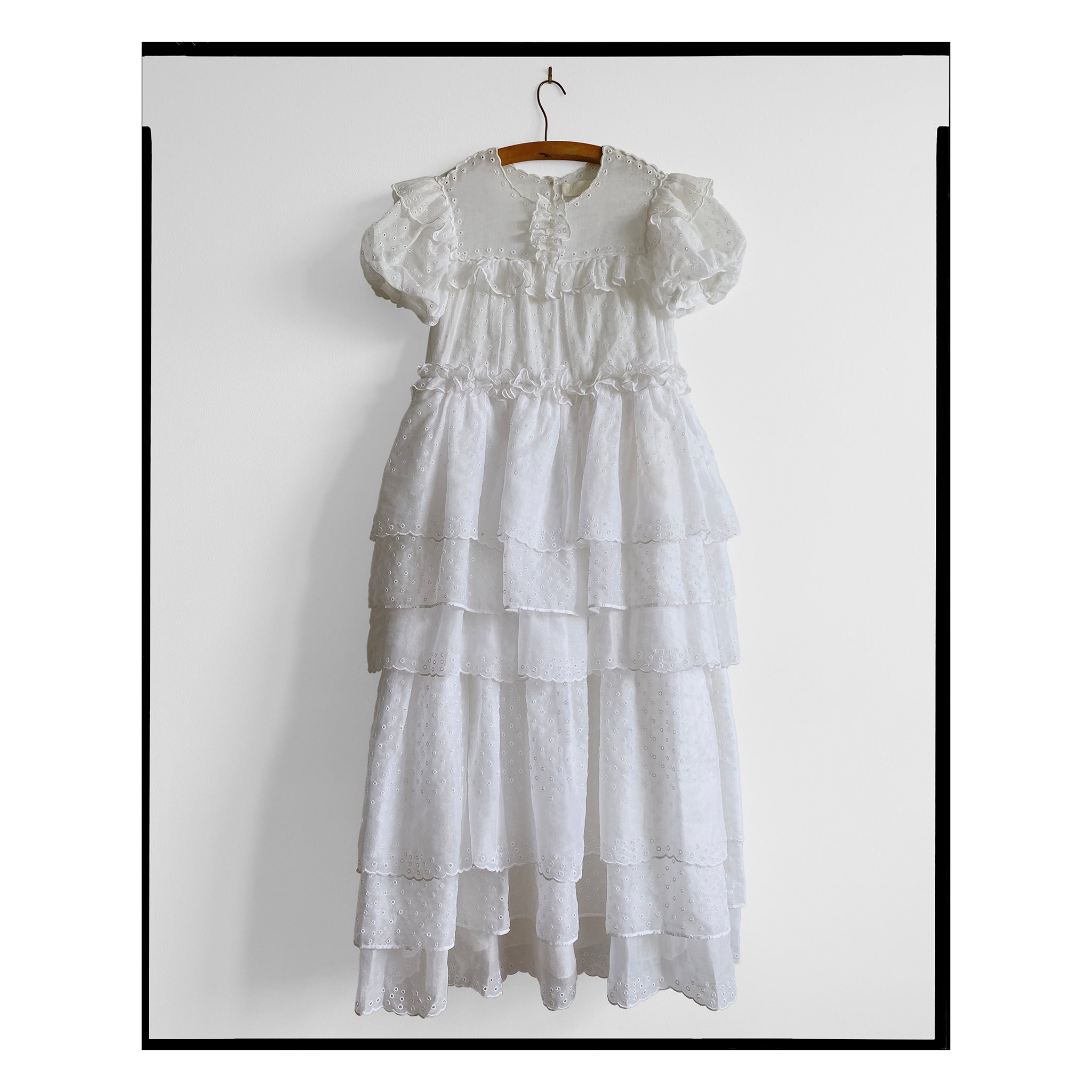 White San Gallo Organdy Layered Gown