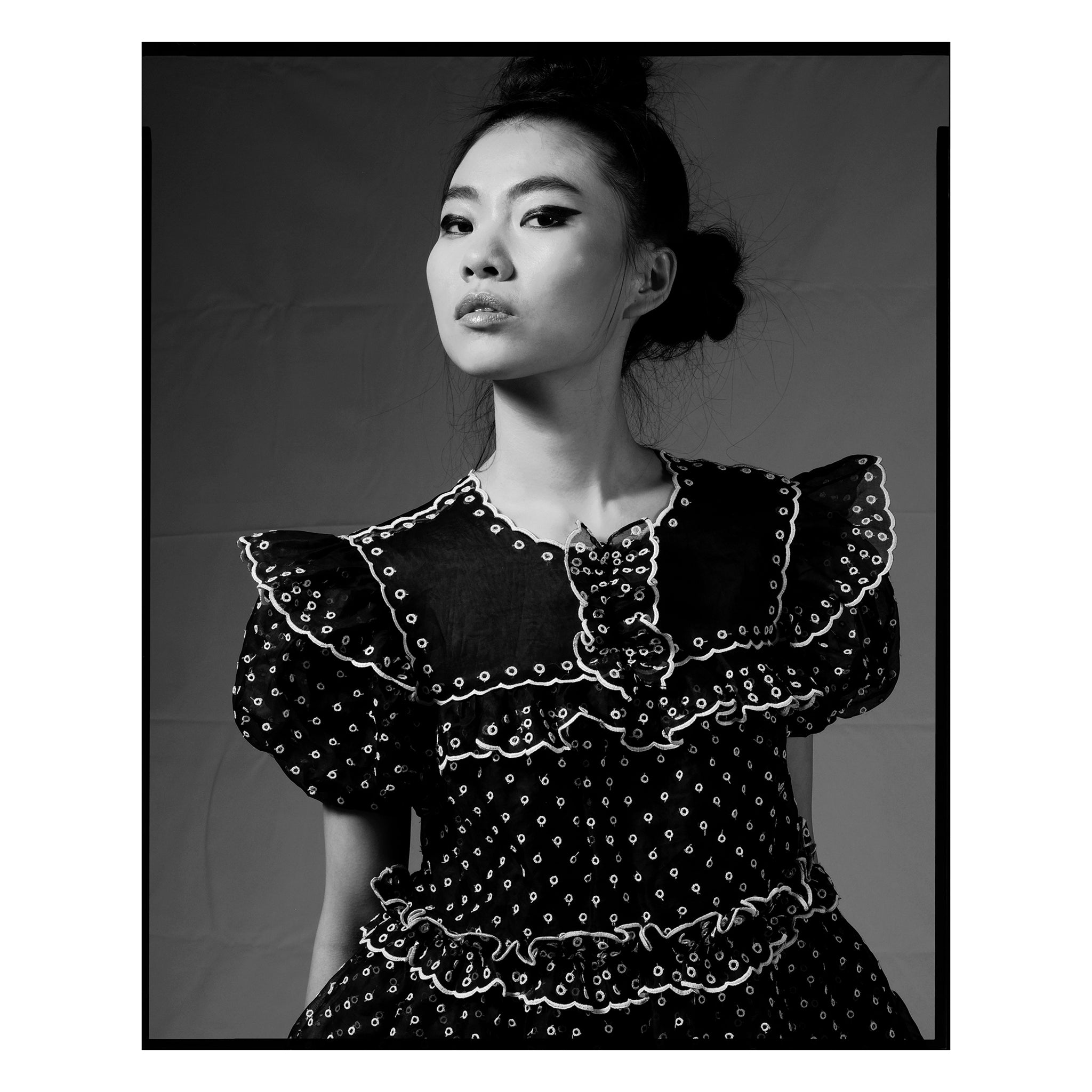 Black San Gallo Organdy Layered Mini Dress