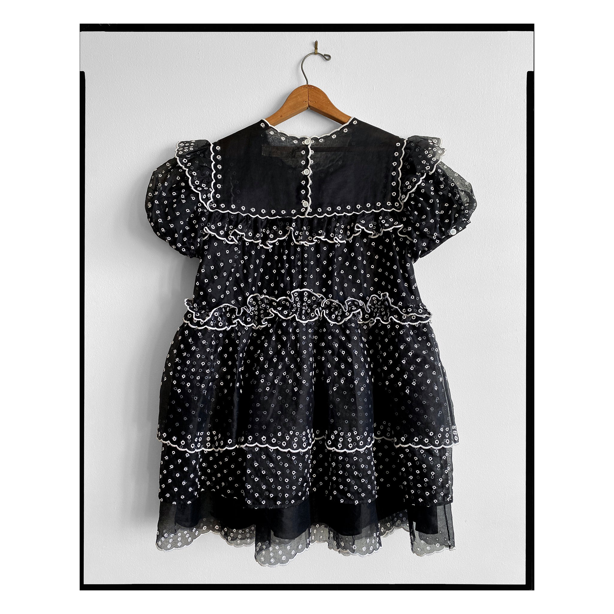 Black San Gallo Organdy Layered Mini Dress