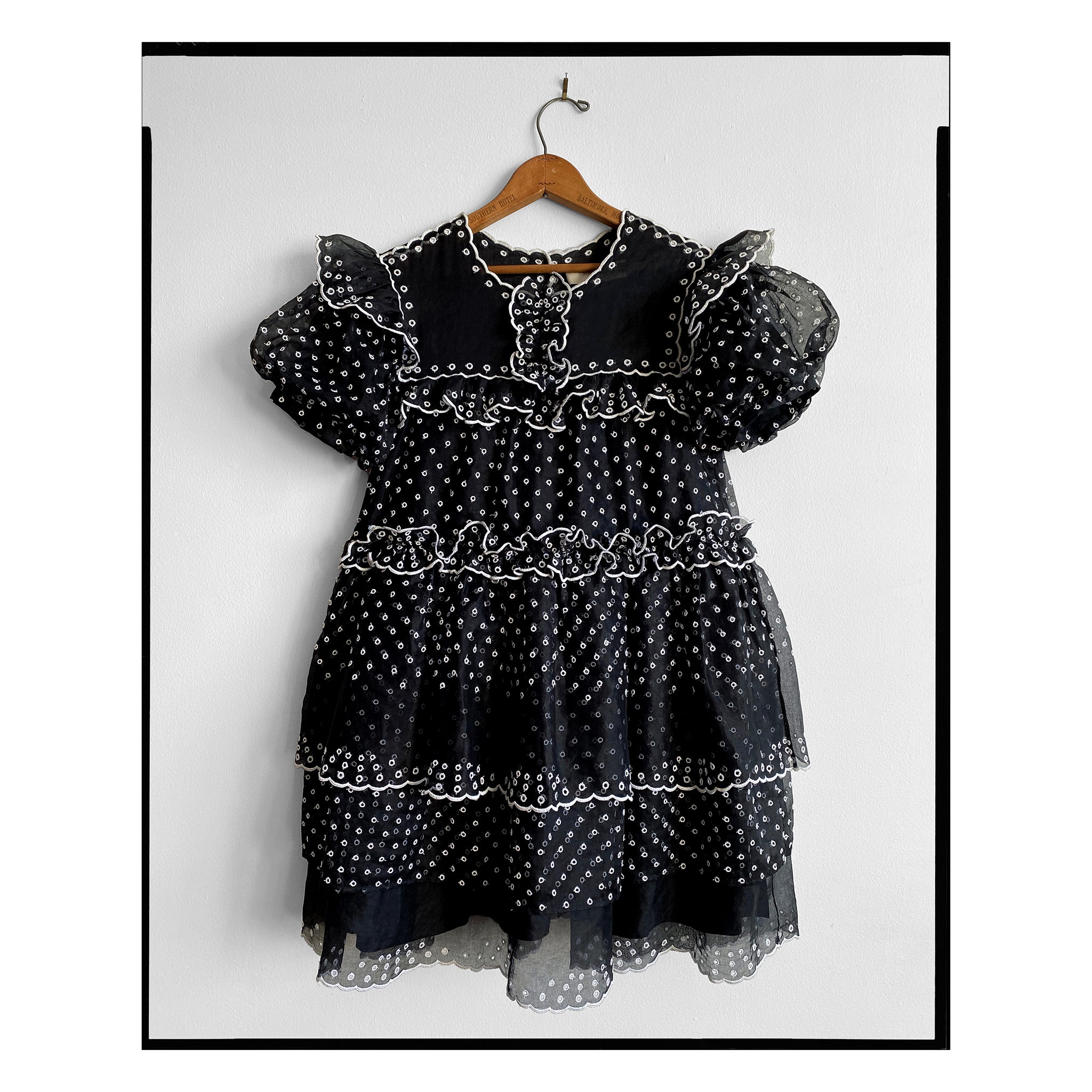 Black San Gallo Organdy Layered Mini Dress