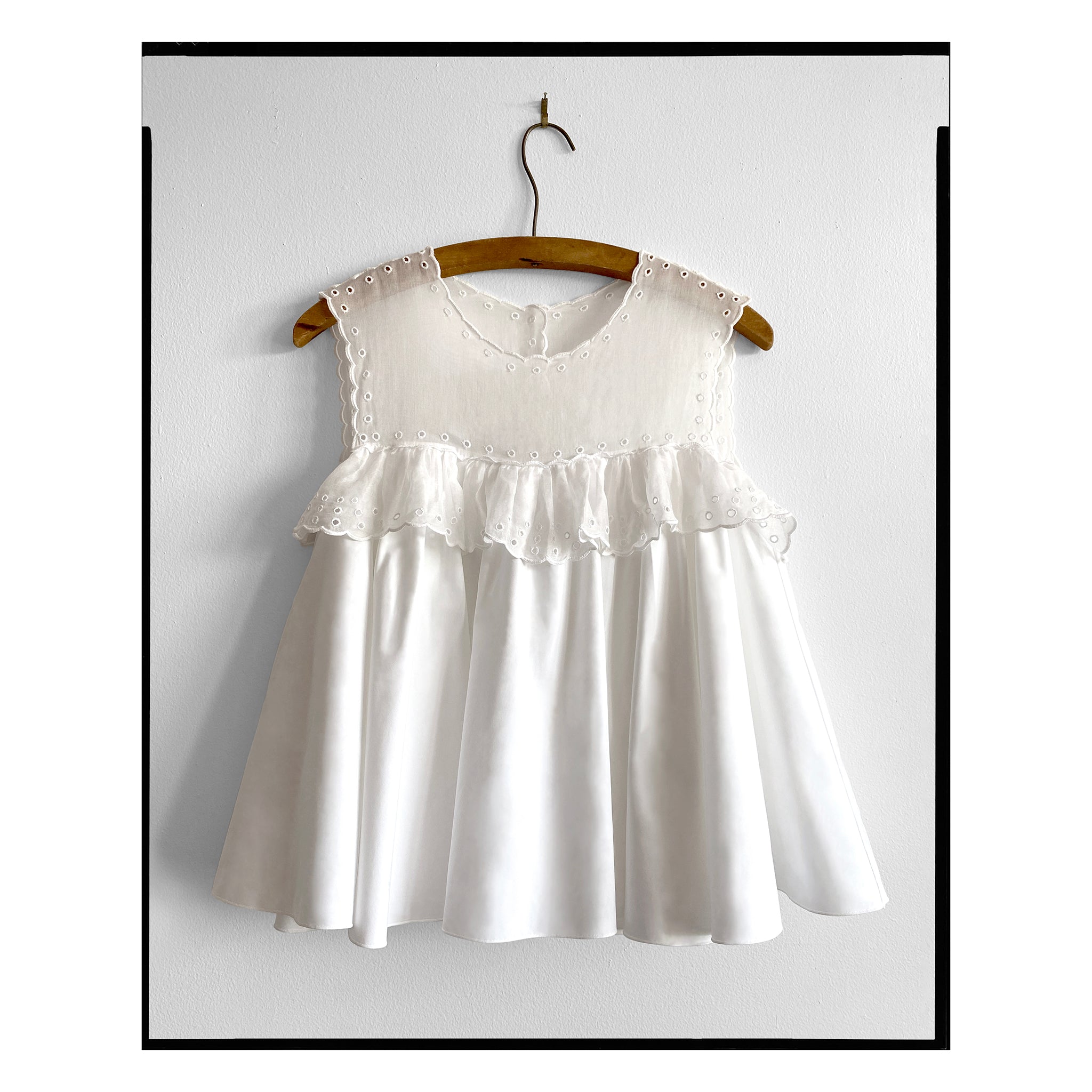 White San Gallo Organdy Yoke Poplin Swing Top