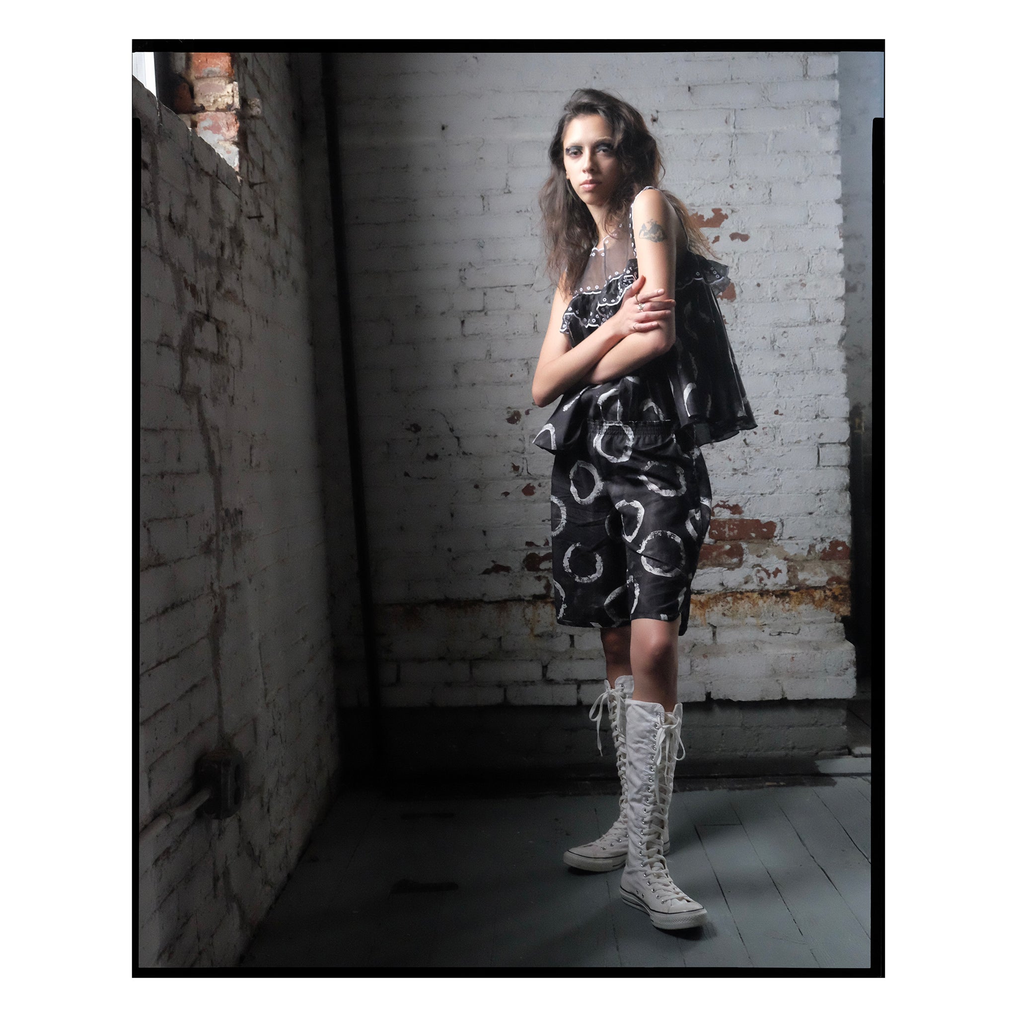 San Gallo Organdy Yoke Dot Swing Top