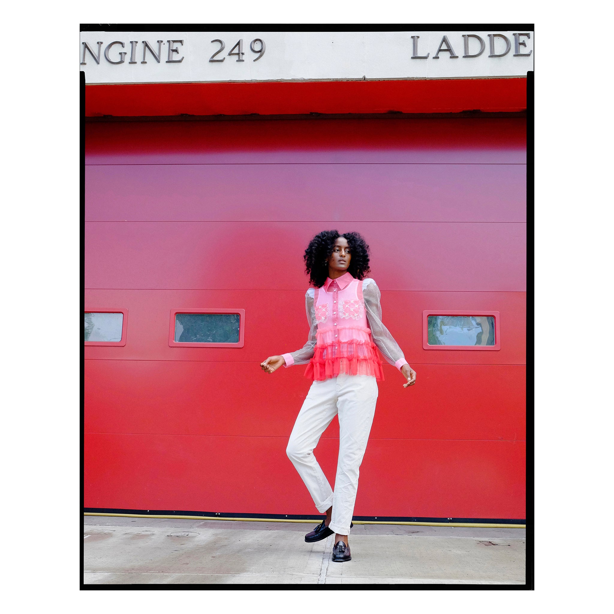 Embellished Pink & Red Cotton Tulle Western Shirt