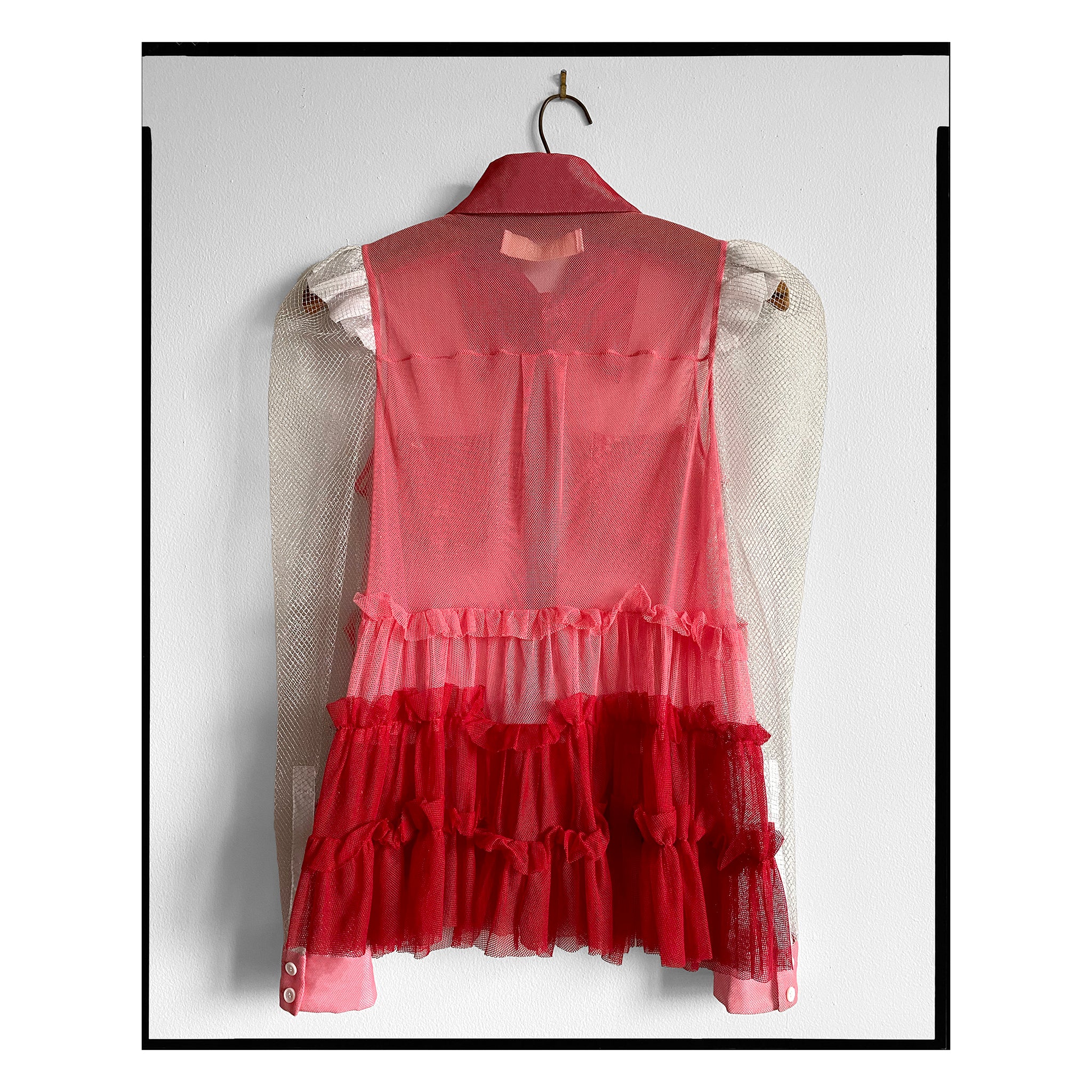 Embellished Pink & Red Cotton Tulle Western Shirt