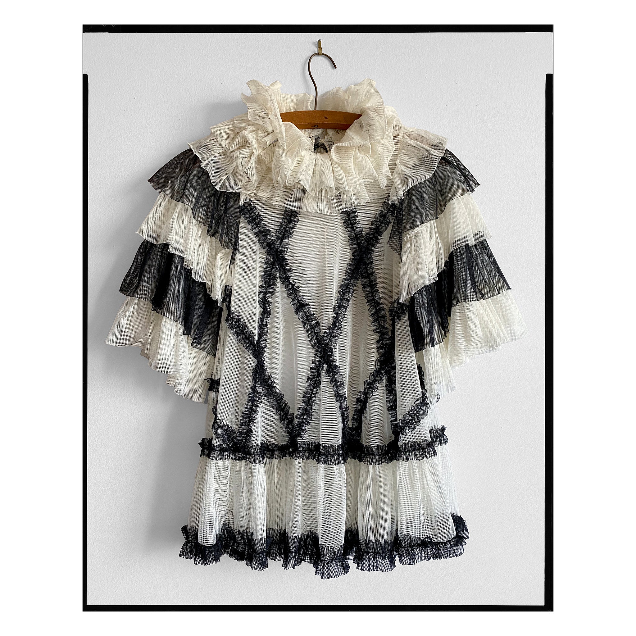 Ivory Cotton Tulle Diamond Ruffle Top