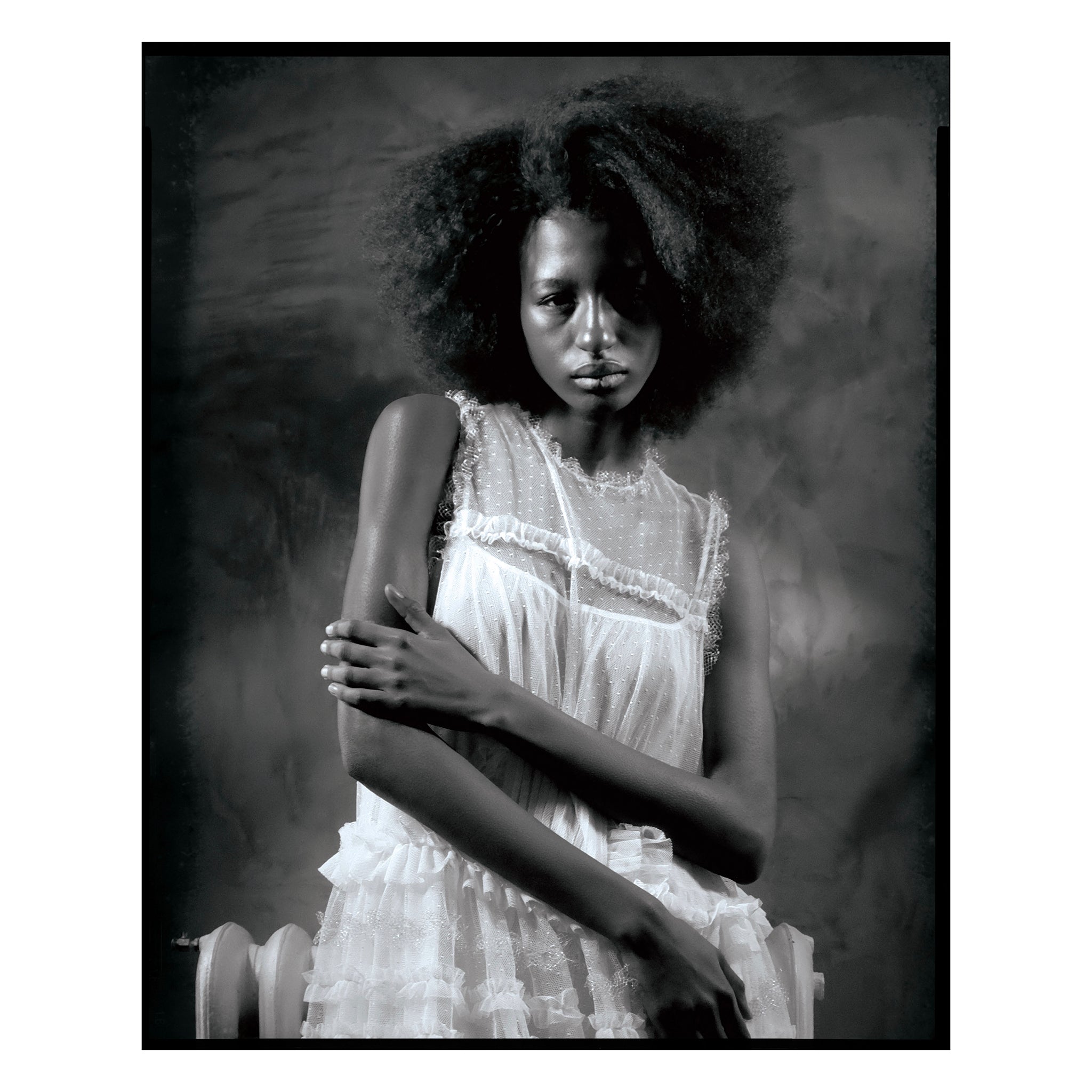 Ivory Point D'esprit Tulle Striped Midi Dress