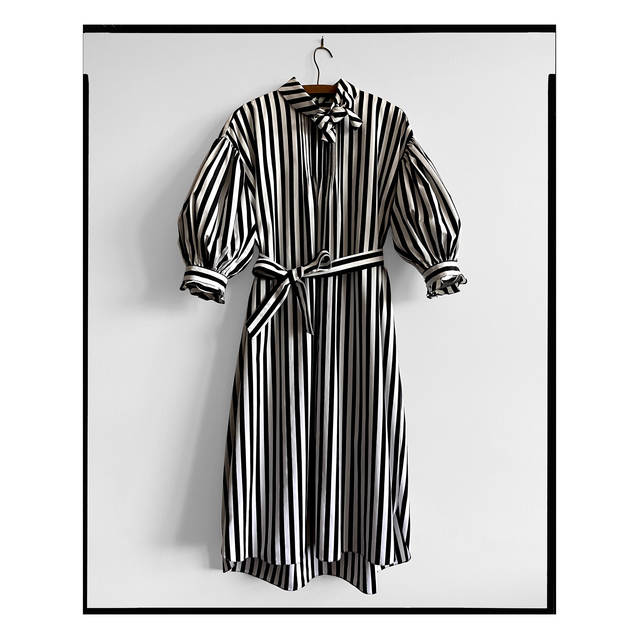 Black & White Striped Poplin Bow Dress