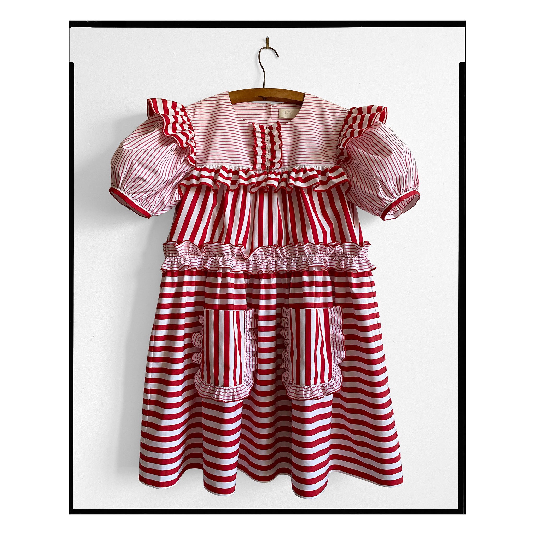 Pink & Red Stripe Poplin Puff Mini Dress
