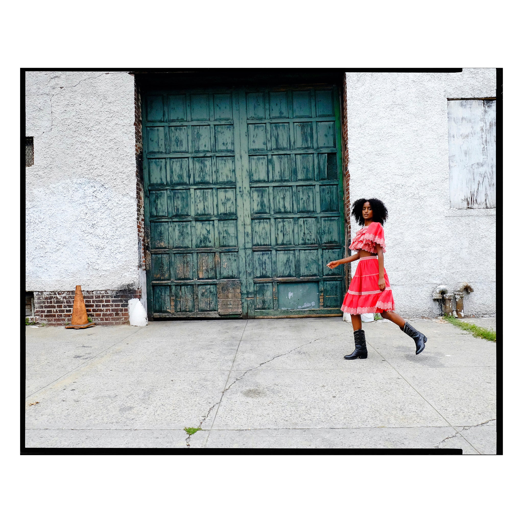 Red & Silver Broderie Anglaise Crop Top