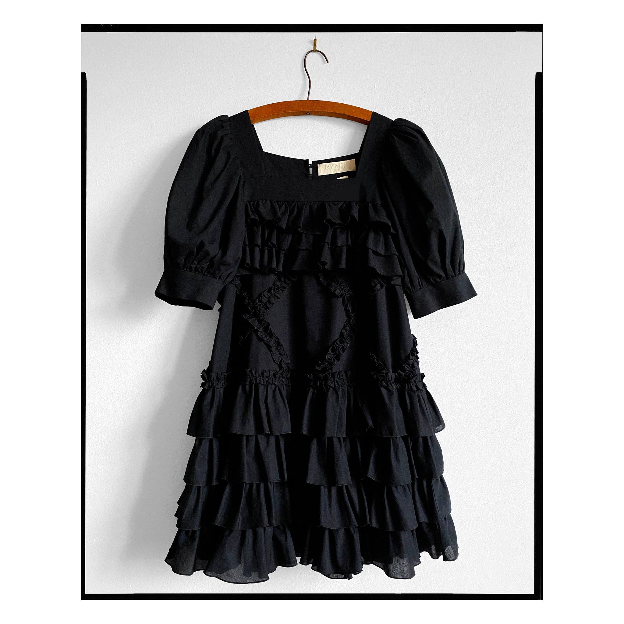 Black Voile Diamond Ruffle Dress