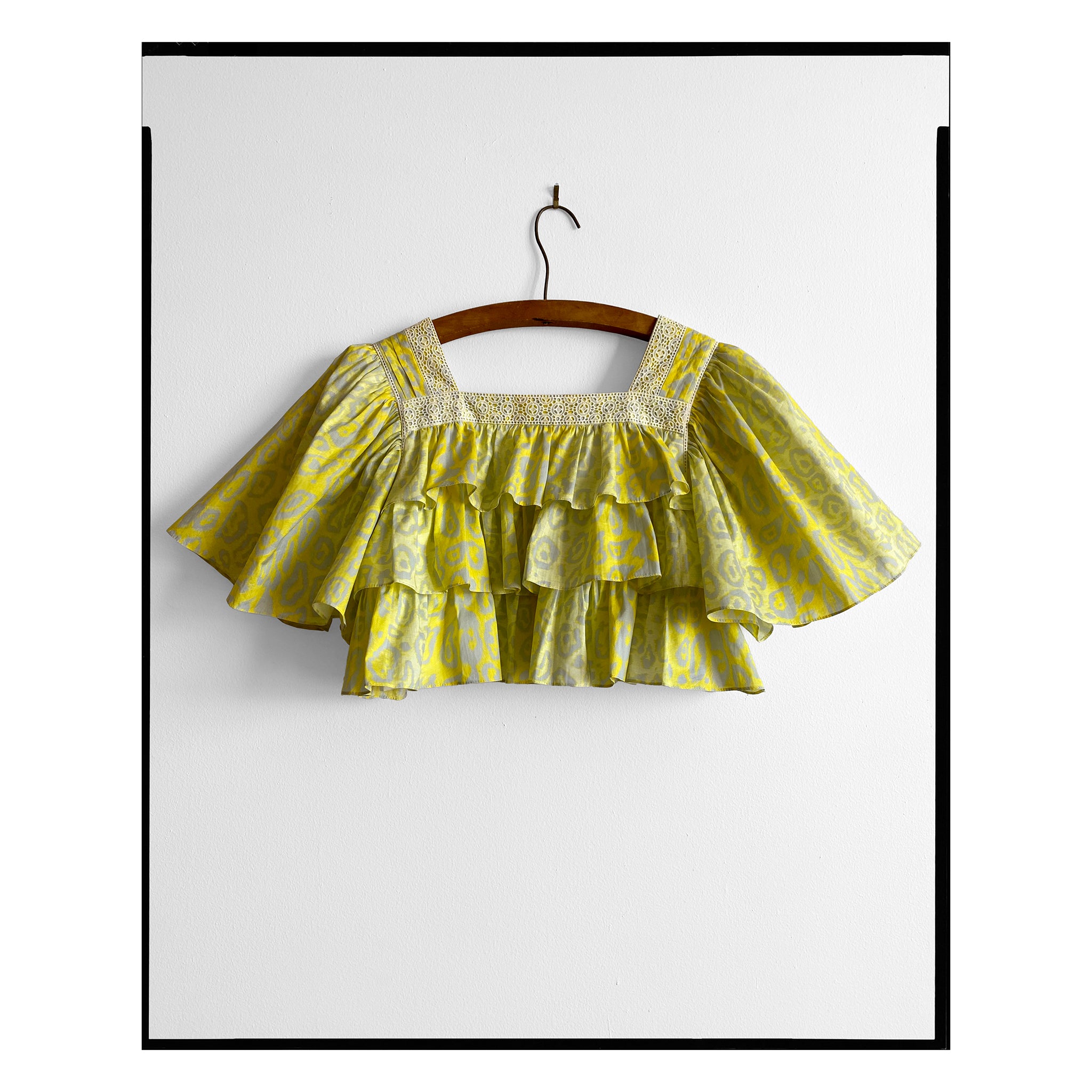 Highlighter Leopard Print Poplin Crop Top