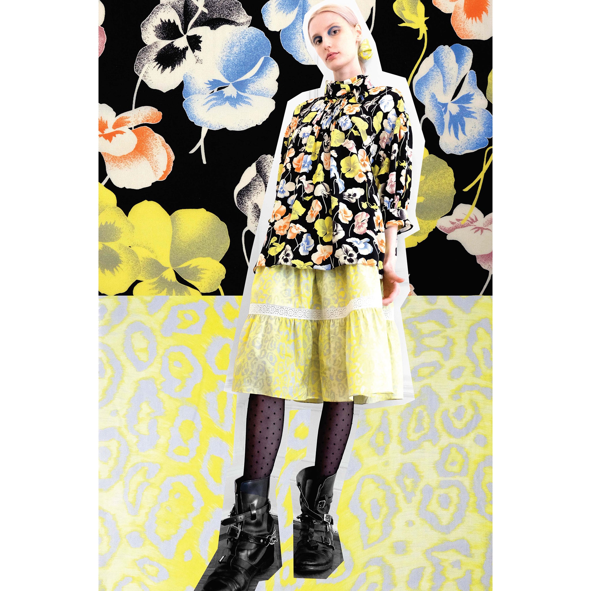 Highlighter Leopard Print Poplin Tiered Skirt