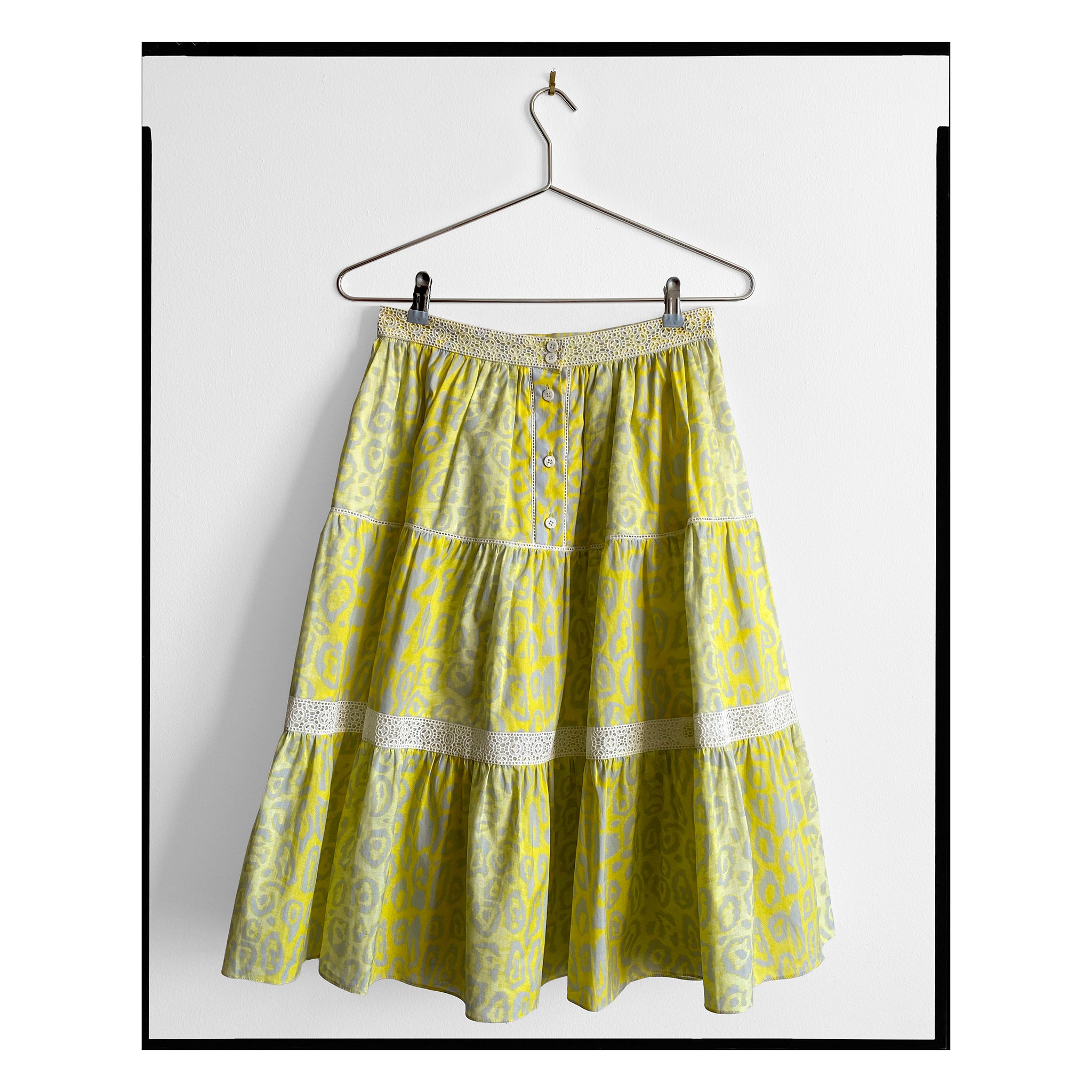 Highlighter Leopard Print Poplin Tiered Skirt