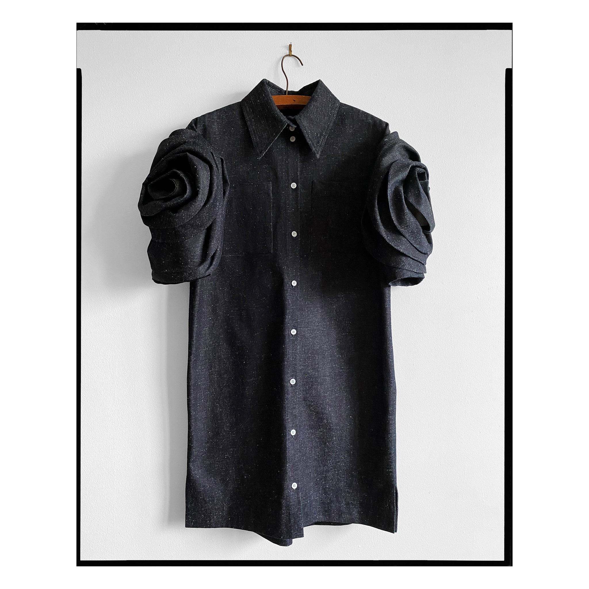 Denim Rose Sleeve Shirtdress