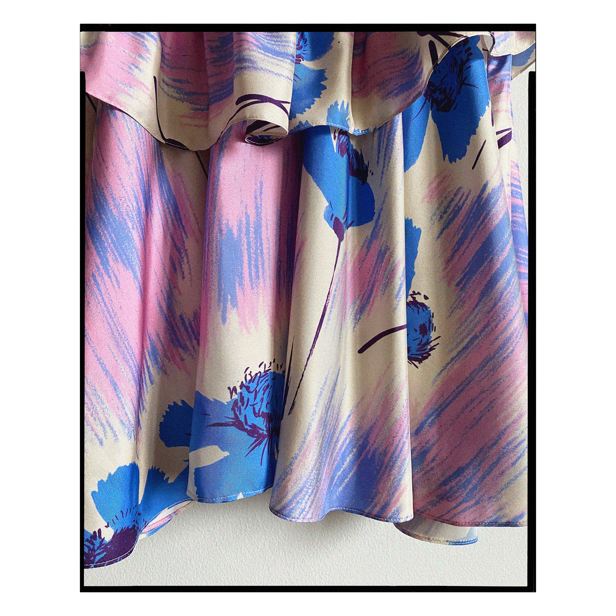 Painterly Floral Silk Capelet Trapeze Top