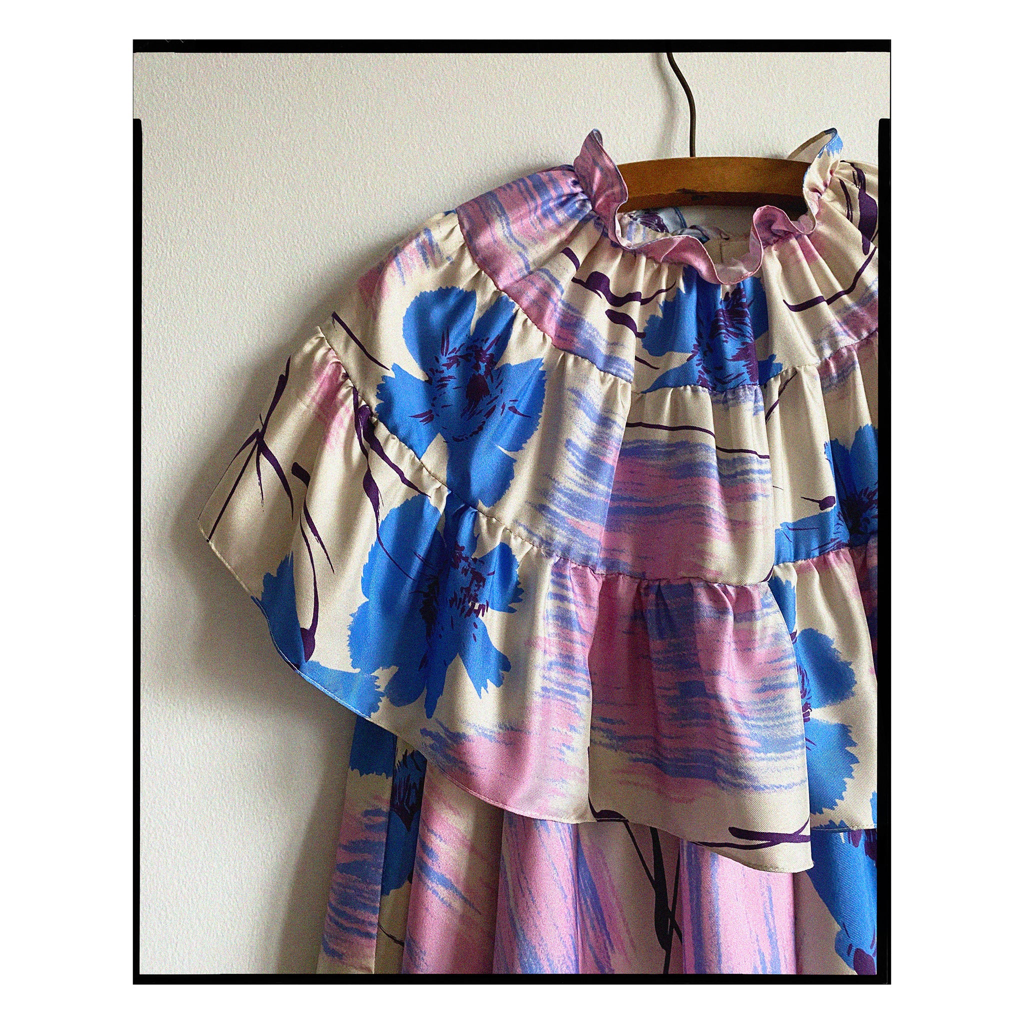 Painterly Floral Silk Capelet Trapeze Top