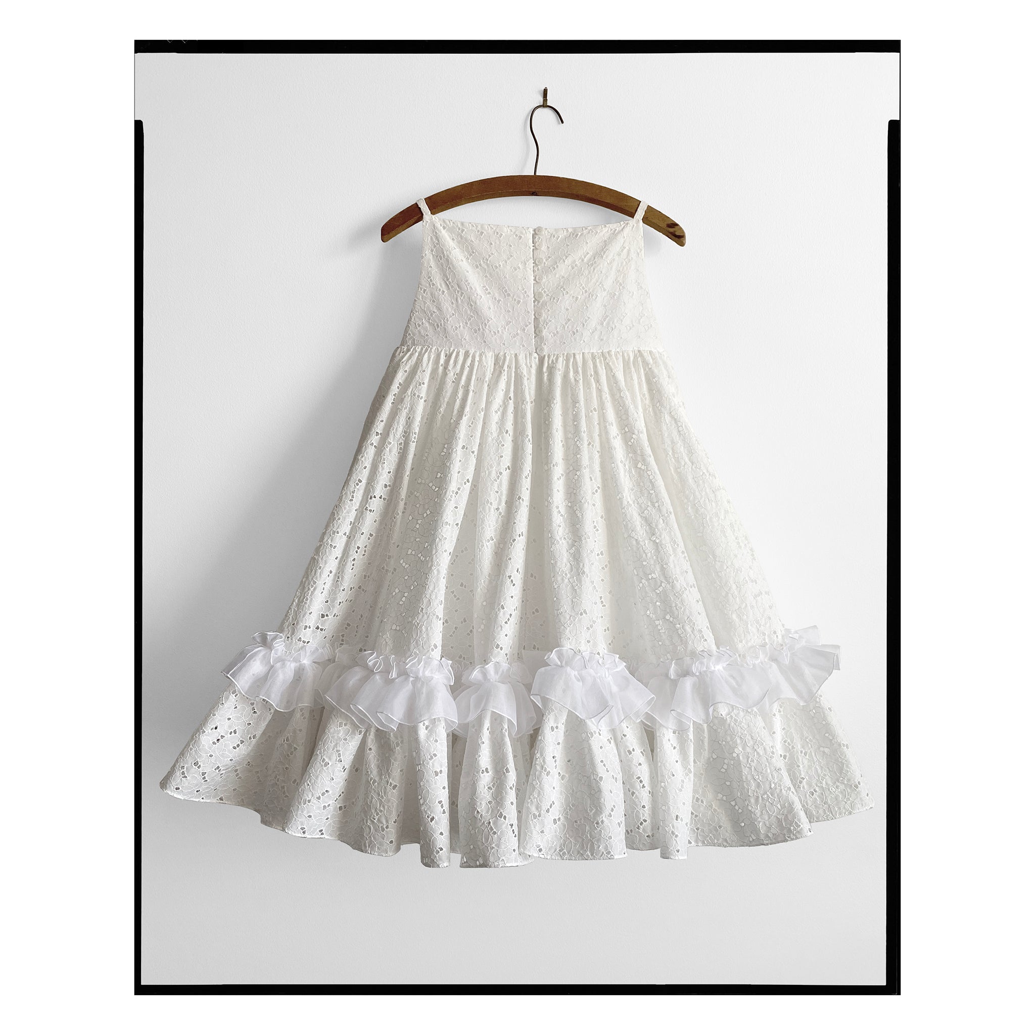 White Eyelet Rose Trapeze Mini Dress