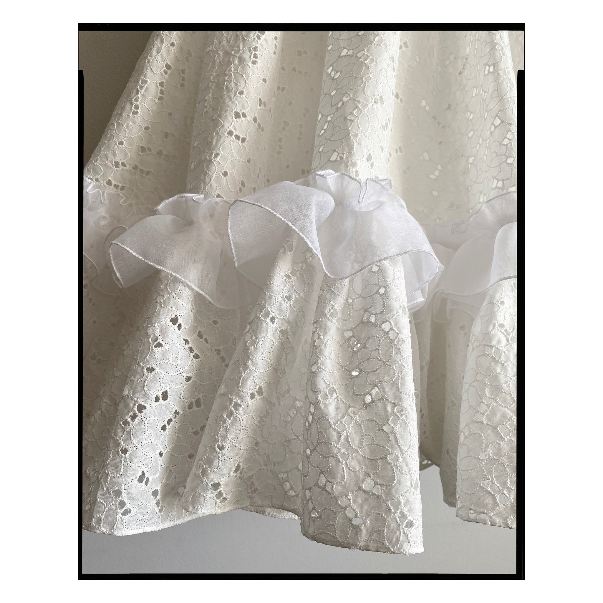 White Eyelet Rose Trapeze Mini Dress