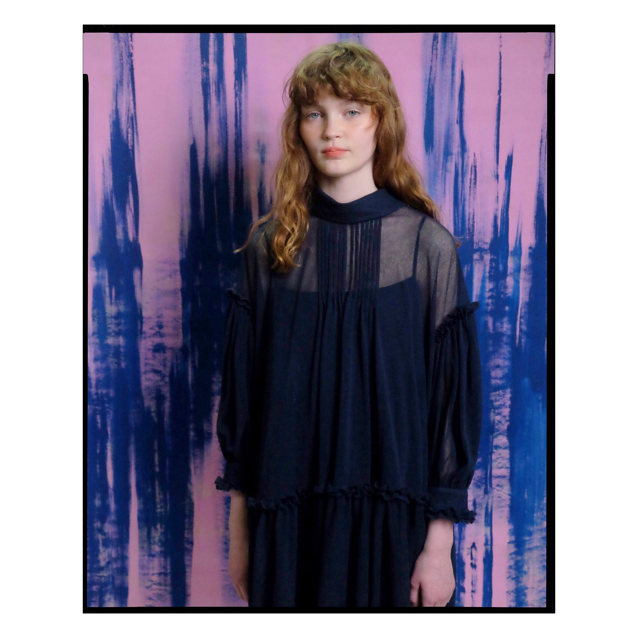 Navy Organic Cotton Tulle Smock Dress