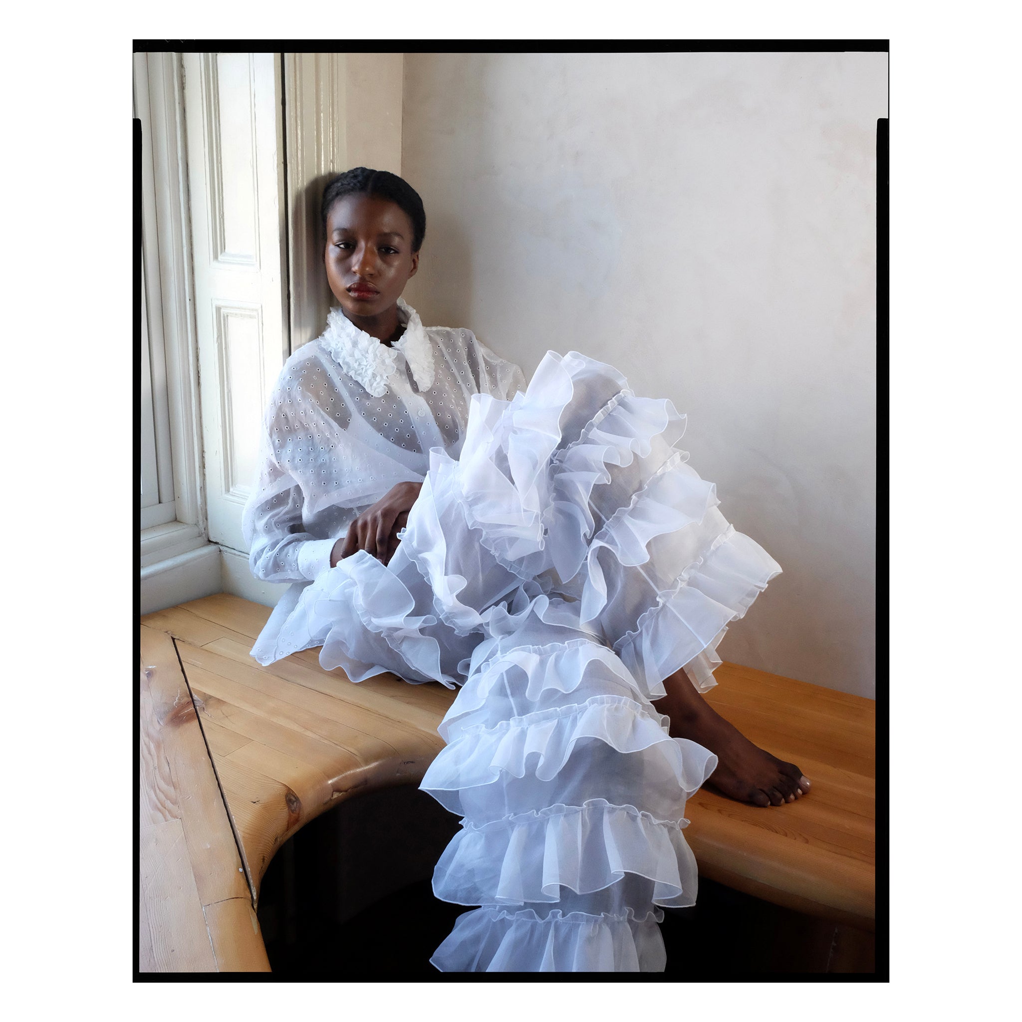 White San Gallo Organdy Trapeze Shirt
