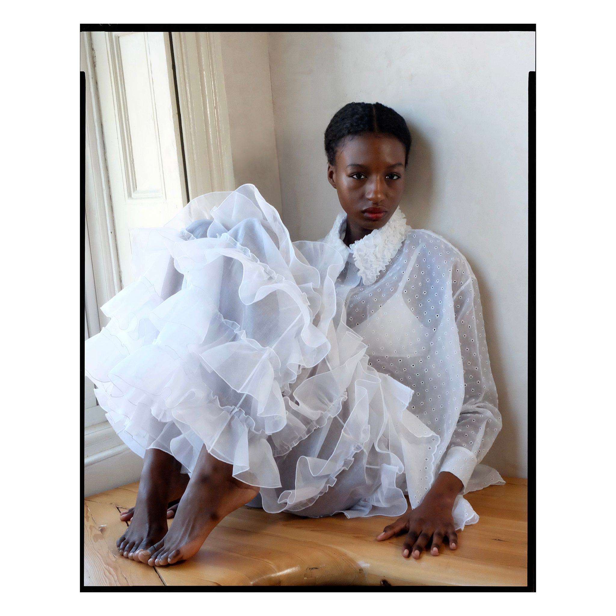 White San Gallo Organdy Trapeze Shirt