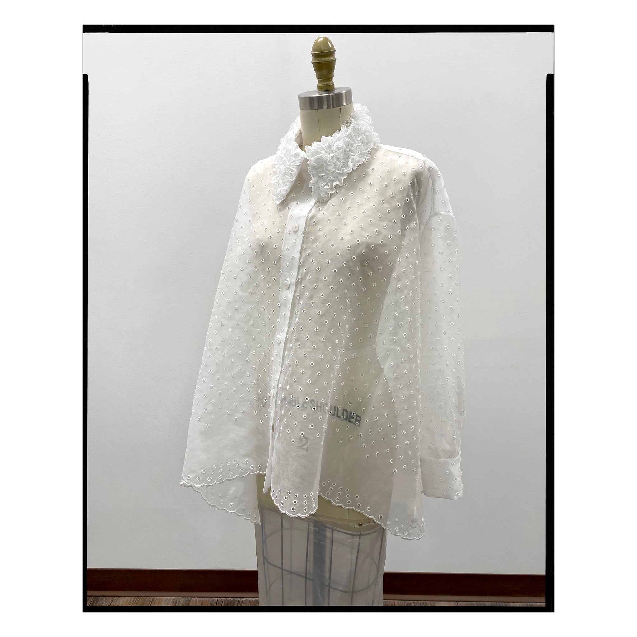 White San Gallo Organdy Trapeze Shirt