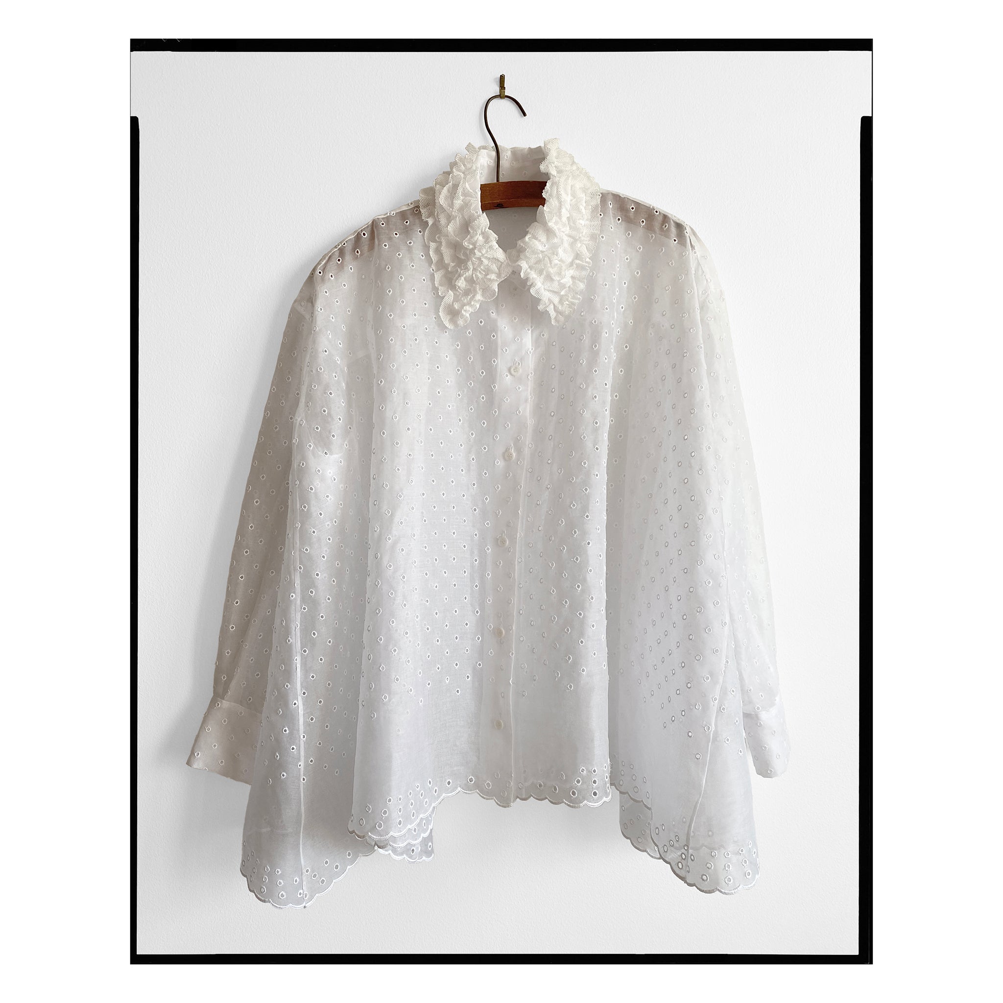 White San Gallo Organdy Trapeze Shirt