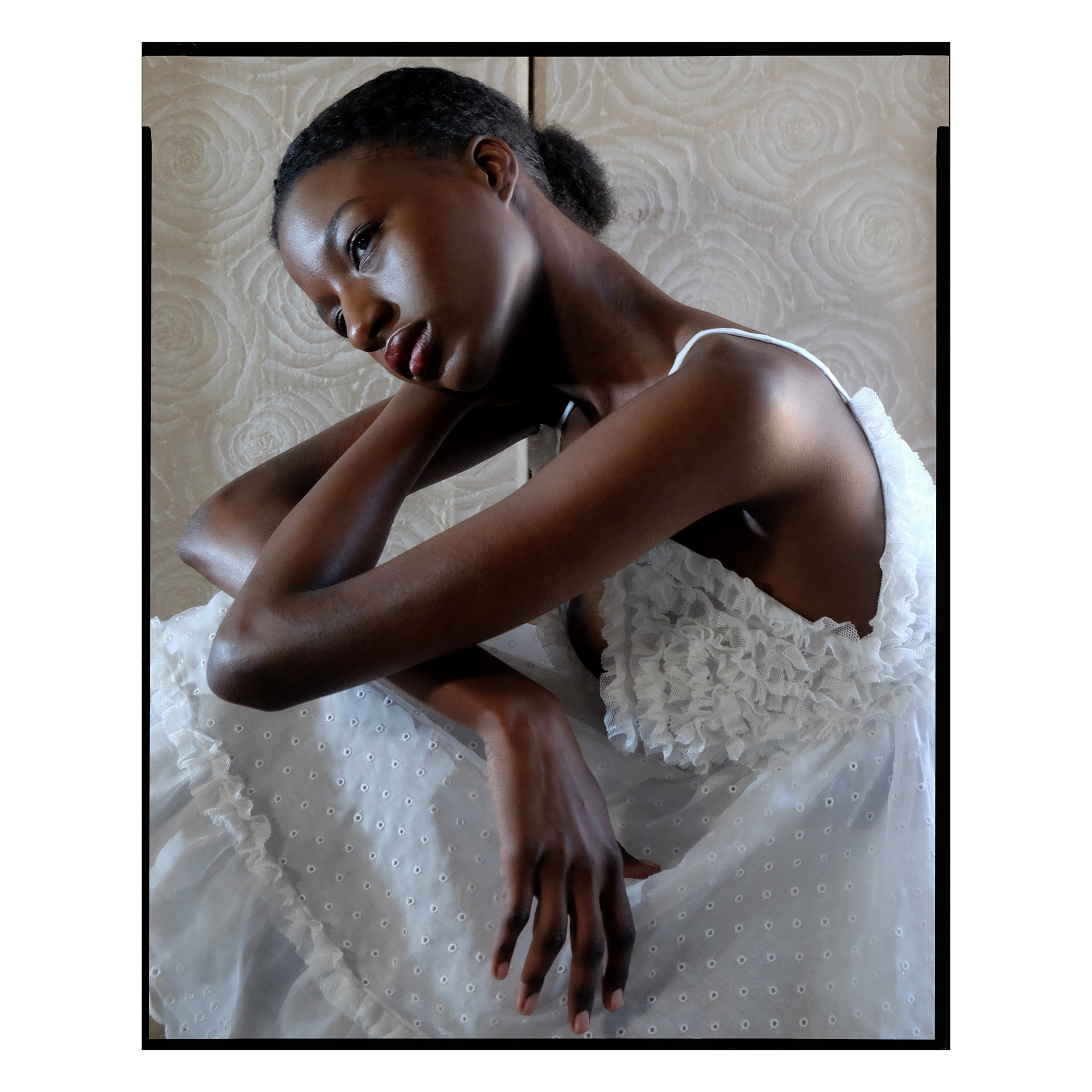 White San Gallo Organdy Ruffled Mini Dress