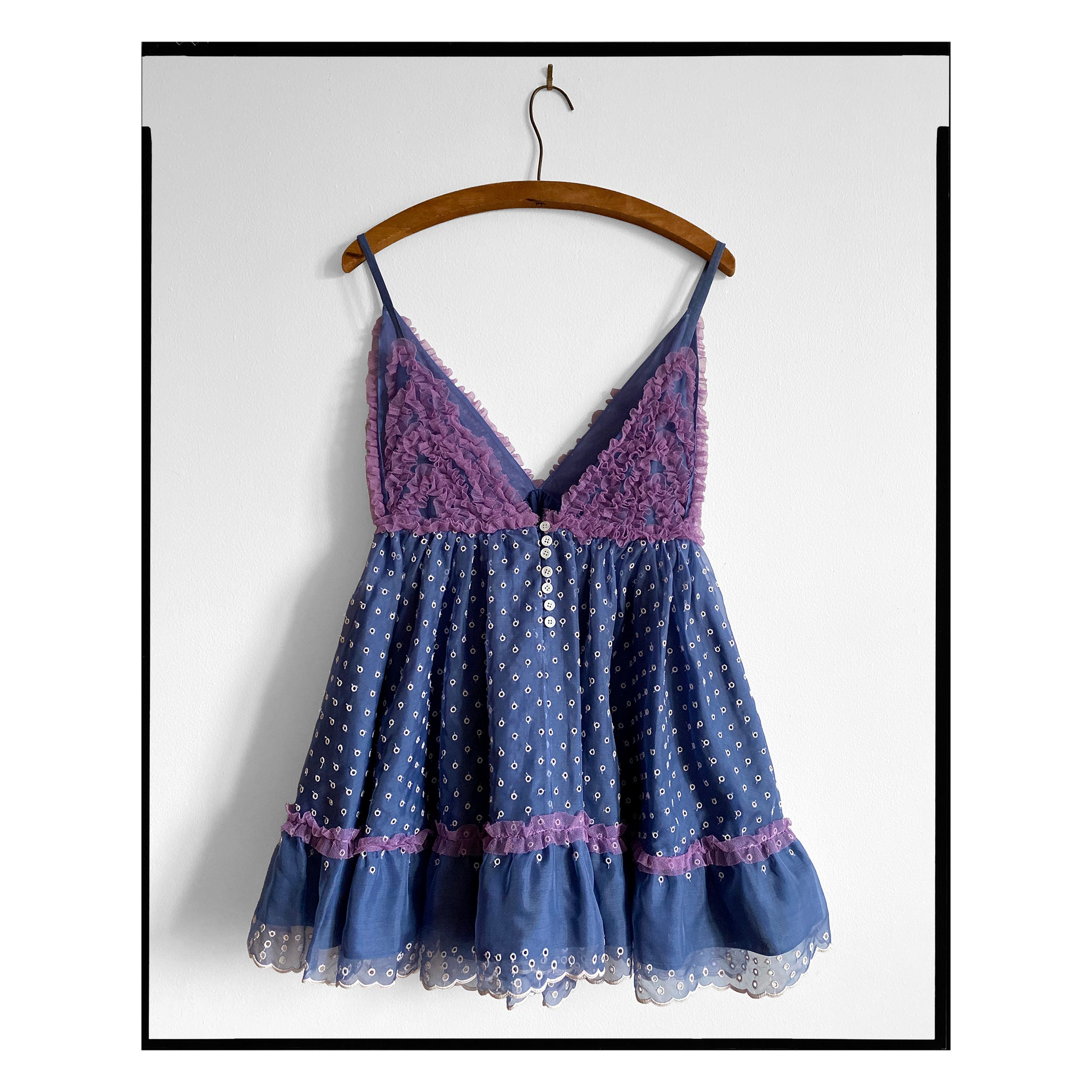 Blue San Gallo Silk Ruffled Mini Dress