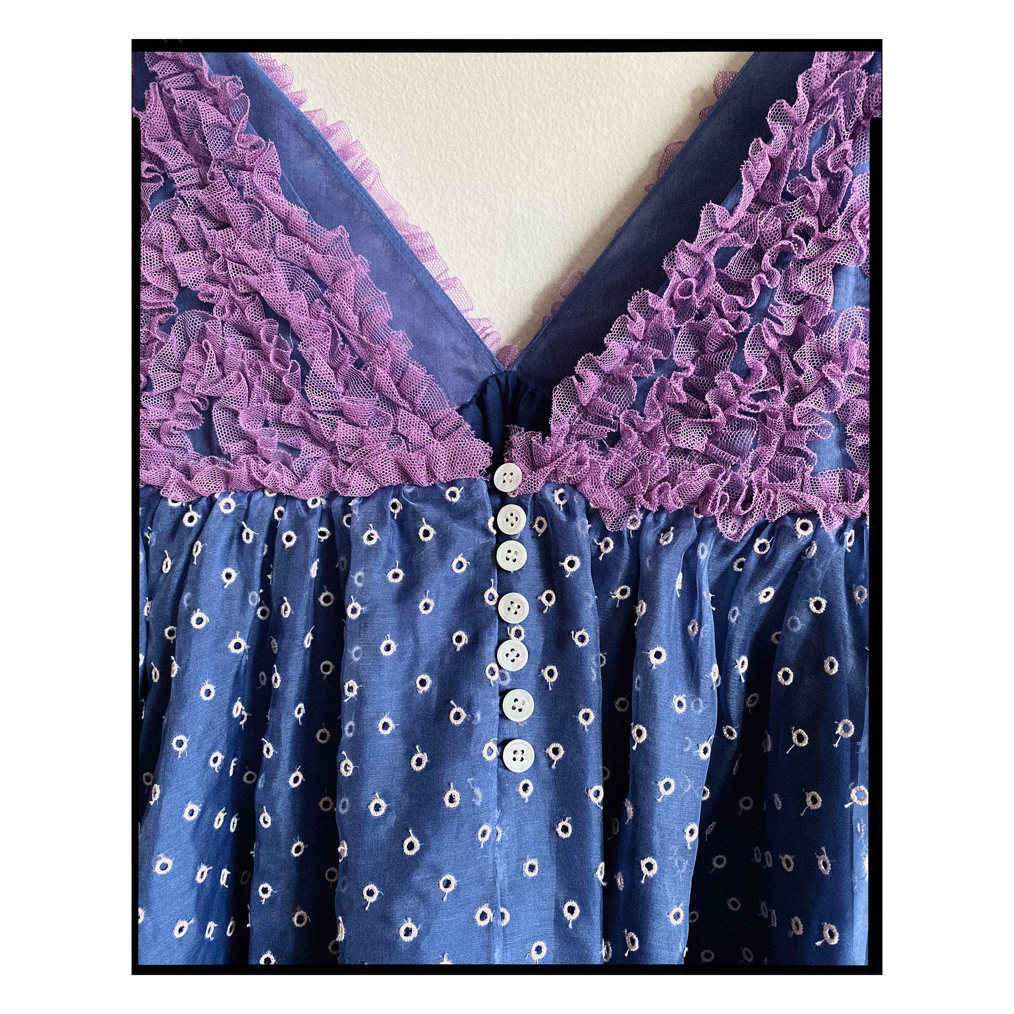 Blue San Gallo Silk Ruffled Mini Dress