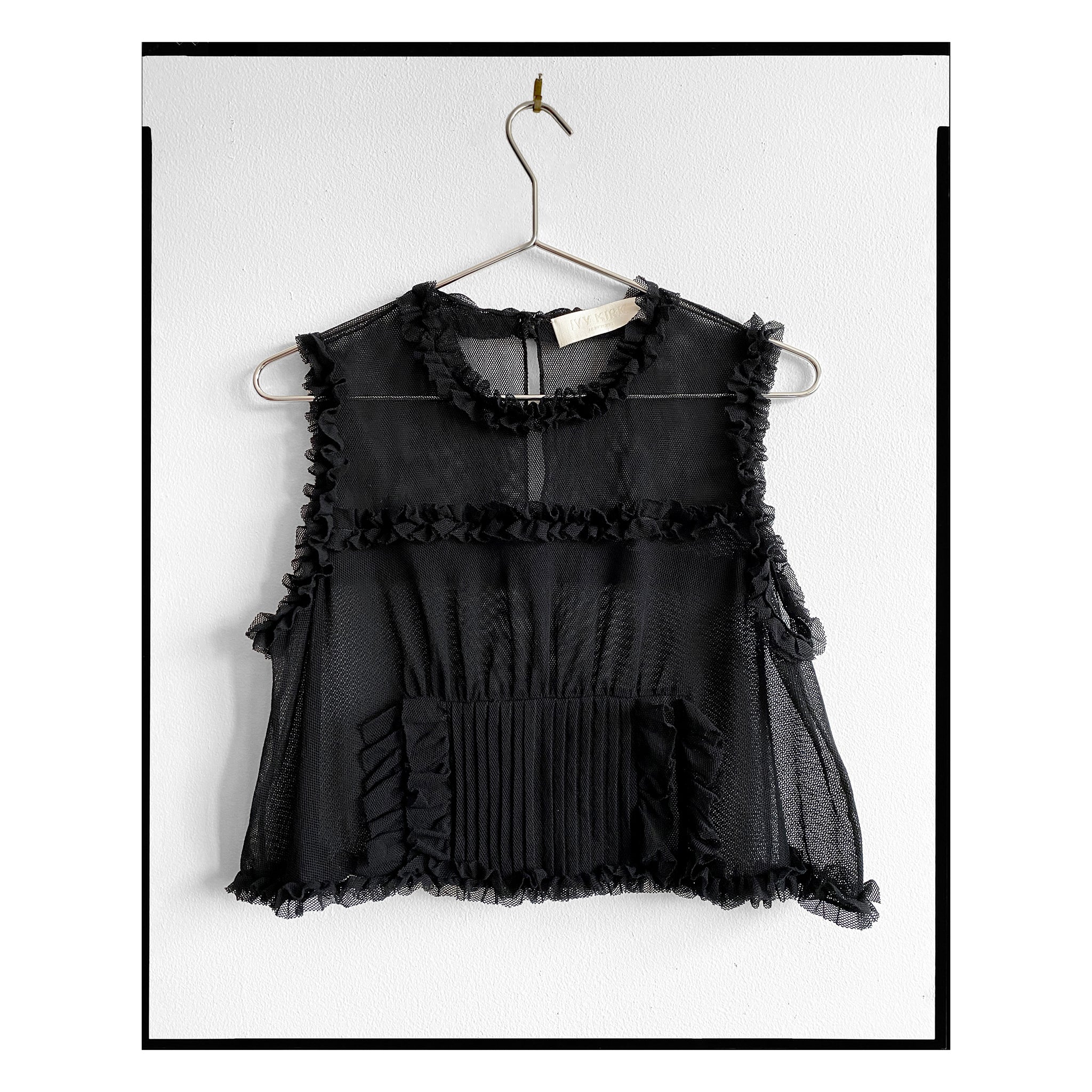 Black Organic Cotton Tulle Crop Top