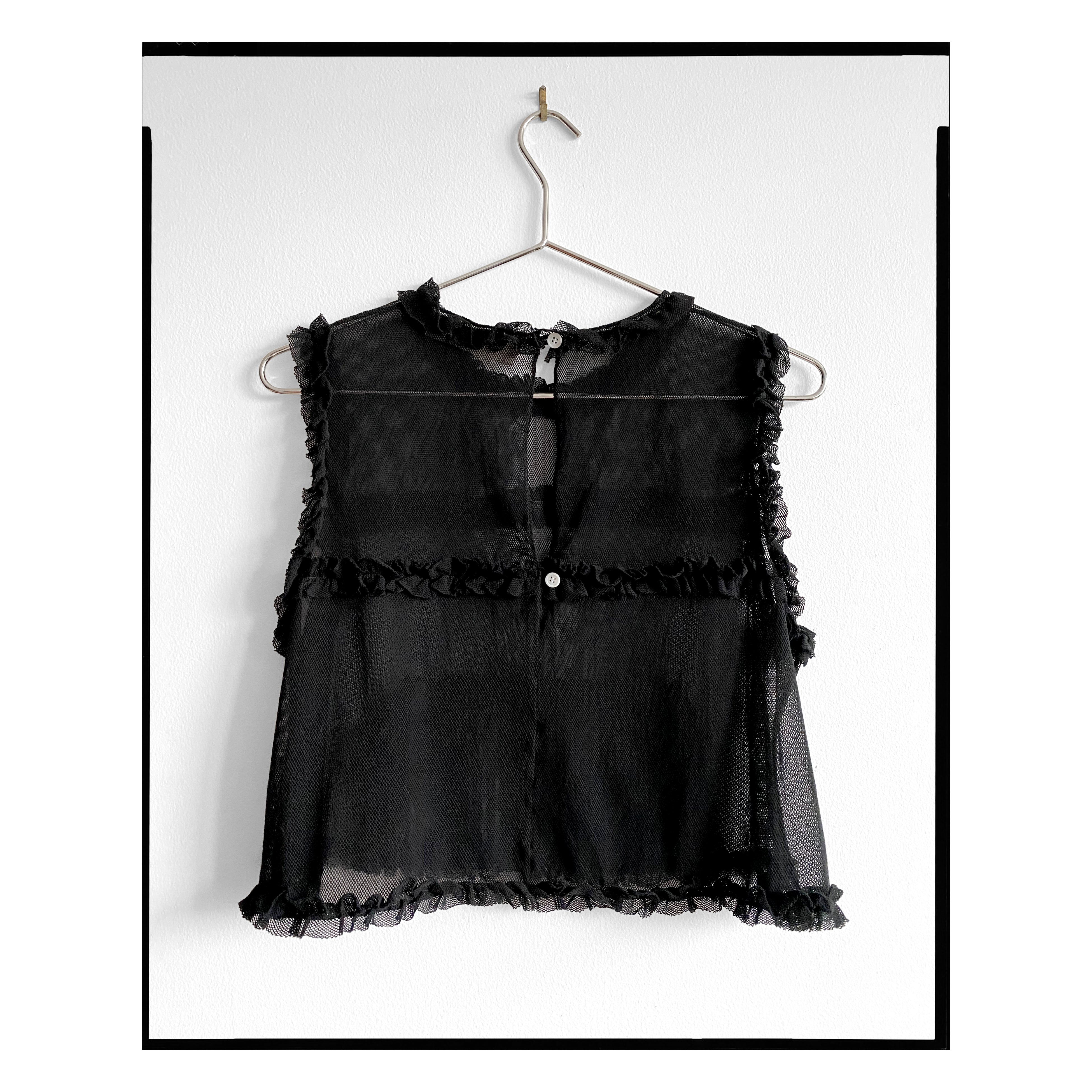 Black Organic Cotton Tulle Crop Top