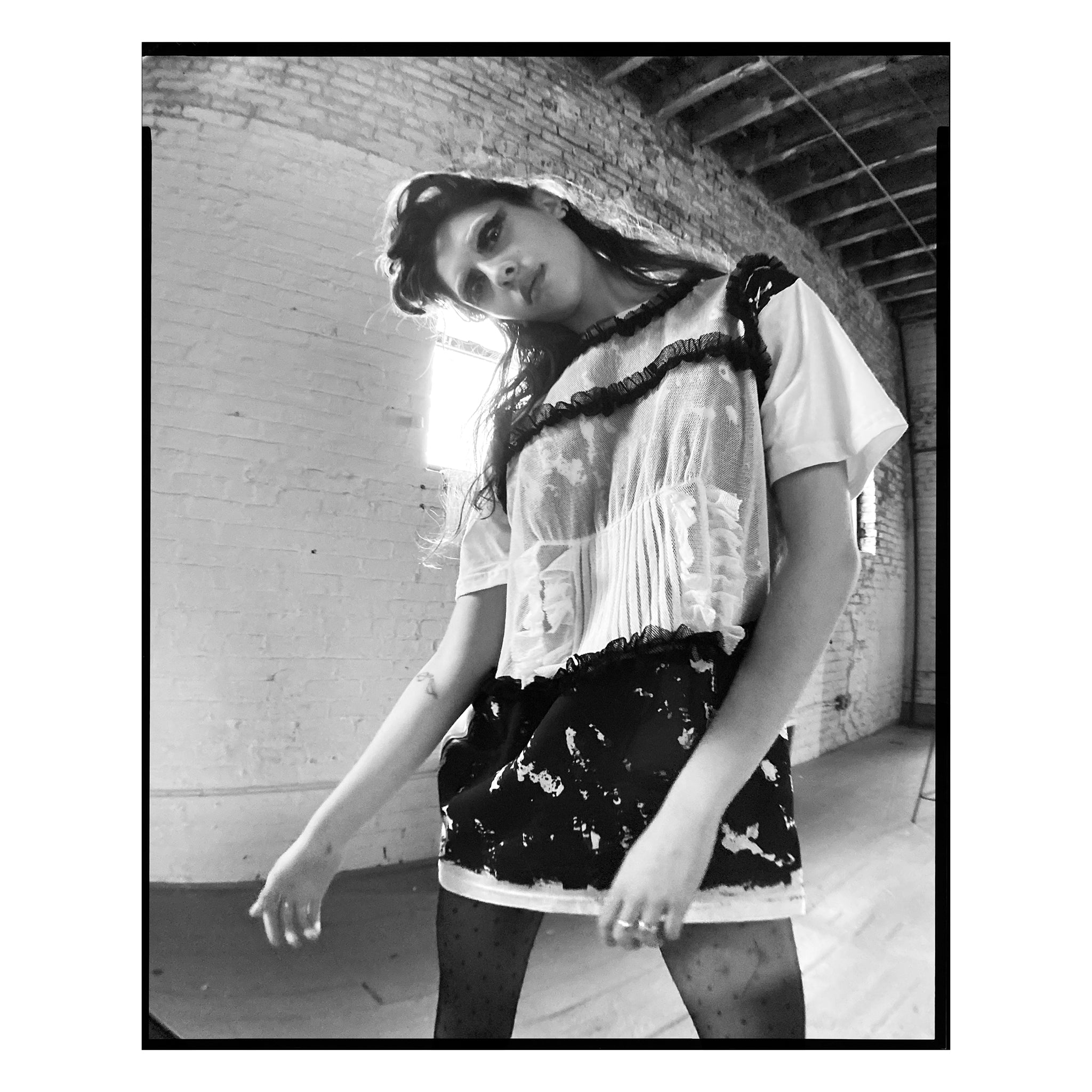 White Organic Cotton Tulle Crop Top