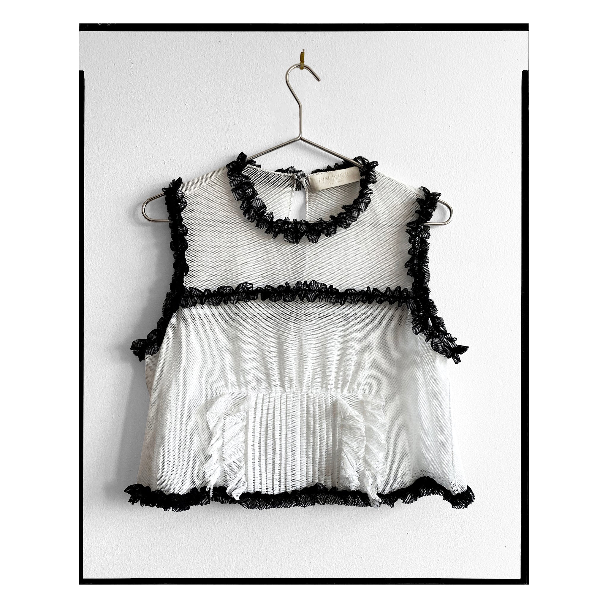 White Organic Cotton Tulle Crop Top