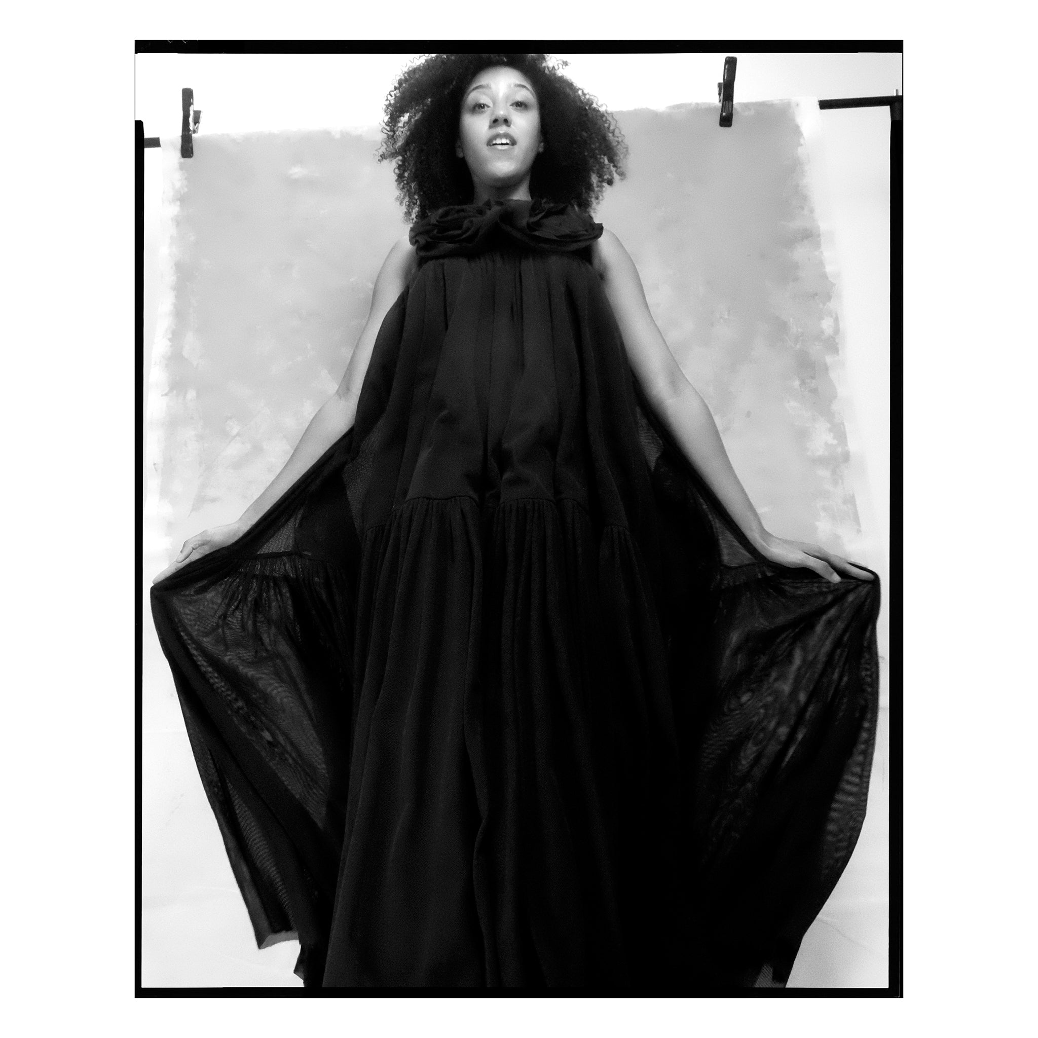 Navy Organic Cotton Tulle Rose Gown